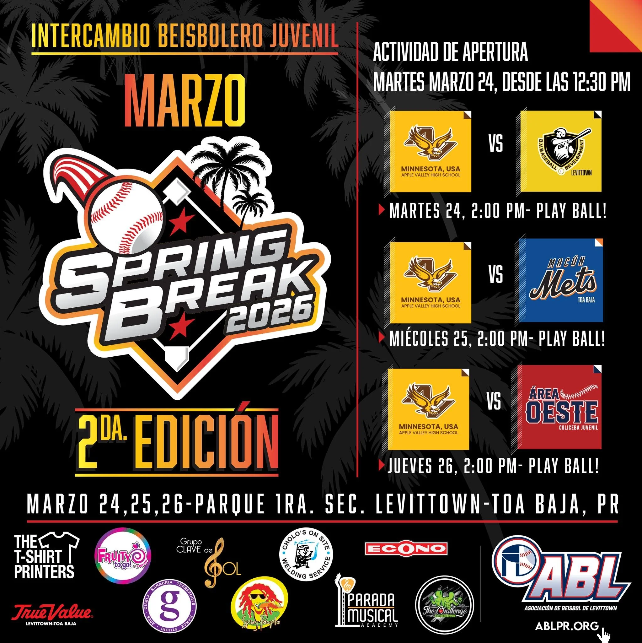 Intercambio Beisbolero Juvenil Spring Break 2026