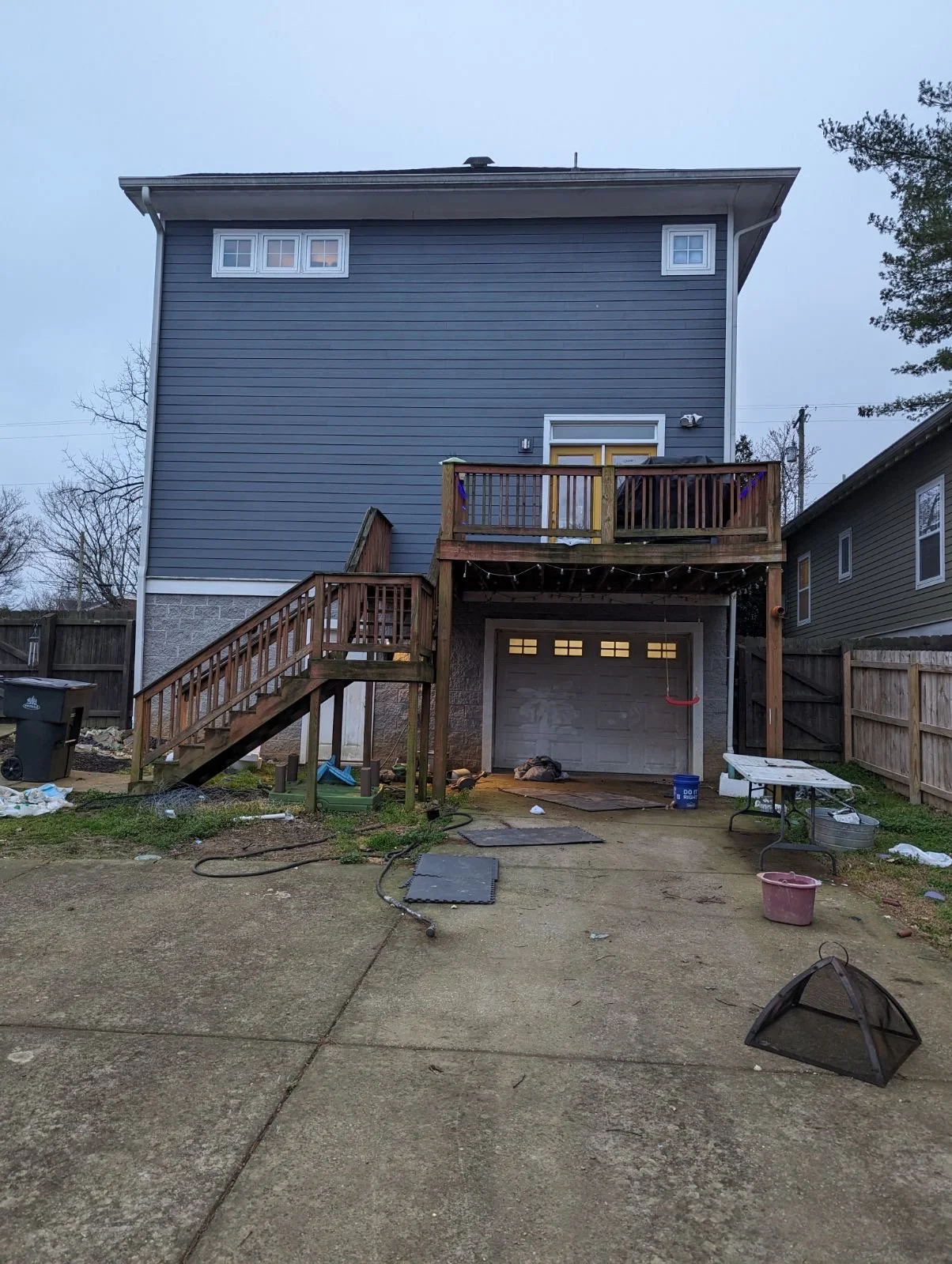 Deck Craft prepares to demo old deck for a new composite deck in East Nashville, Tennessee.