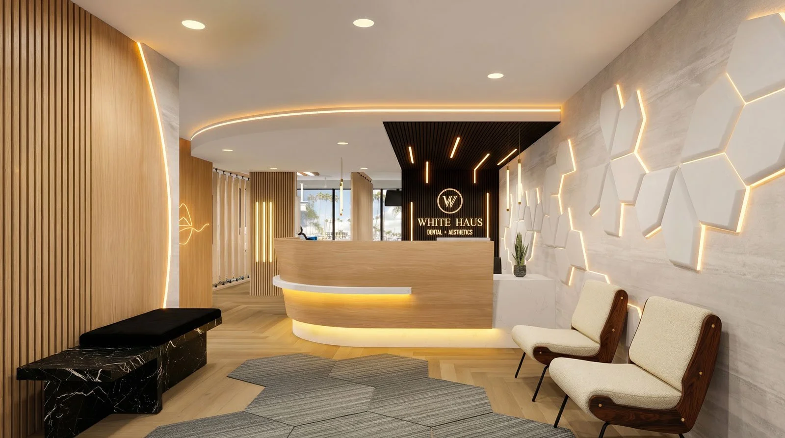 Concept rendering of modern dental reception in Marina del Rey, CA