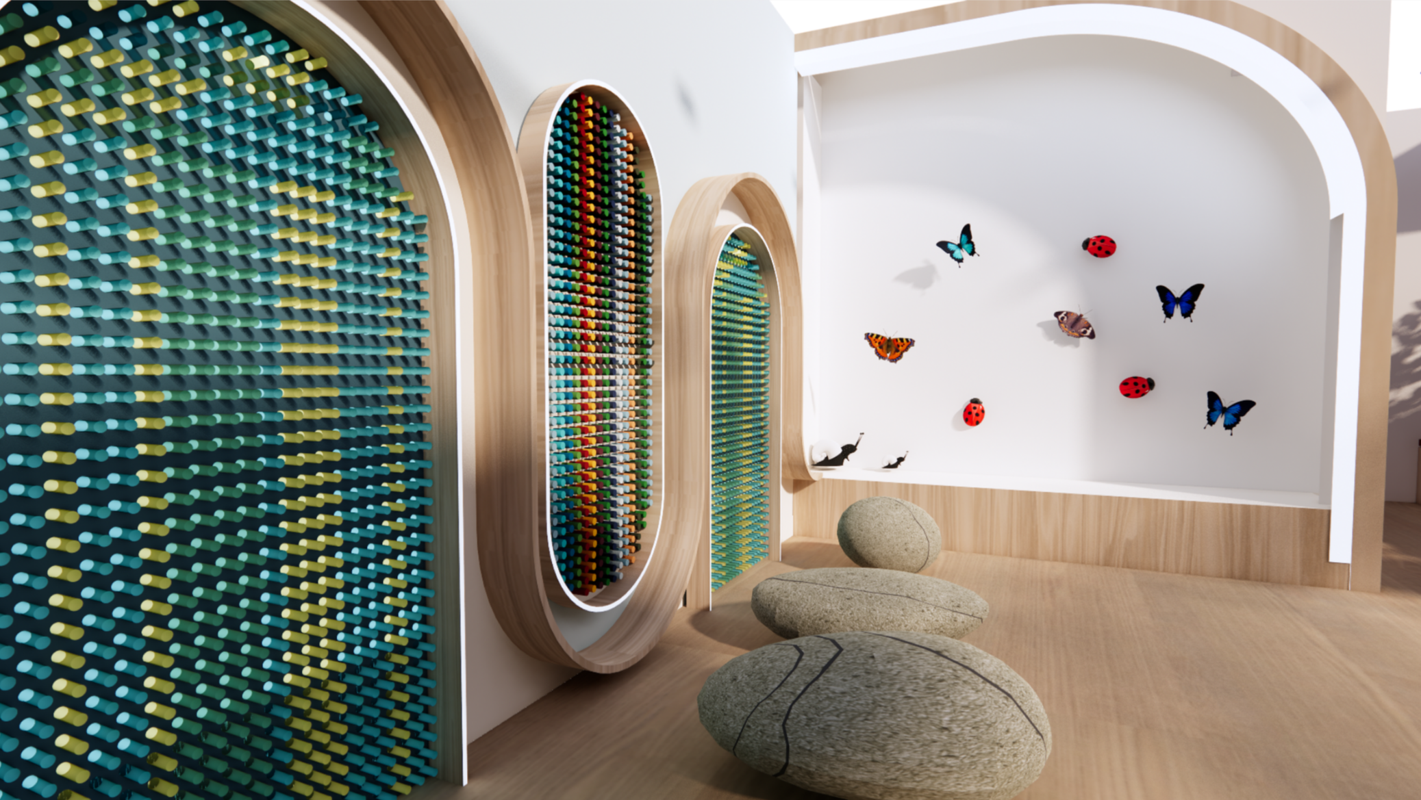 Sensory wall with acrylic pegs