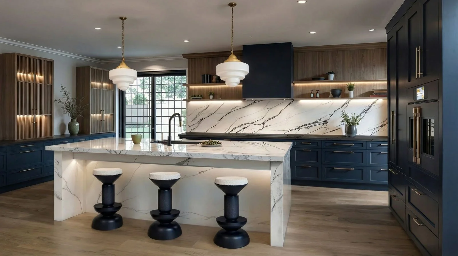 Aging in place kitchen with easy to reach storage.