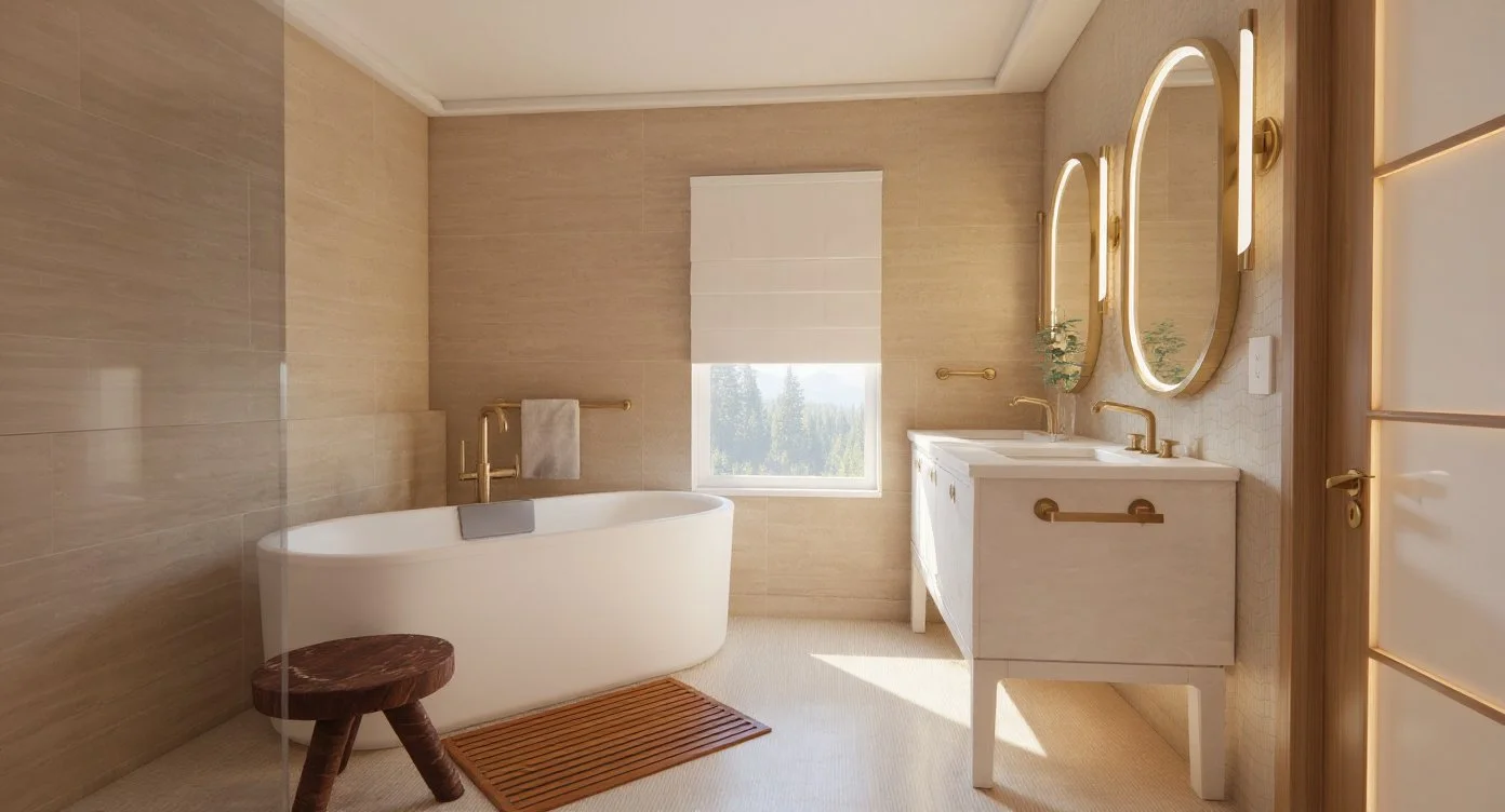 Japanese inspired retrofit bathroom - Fishers IN