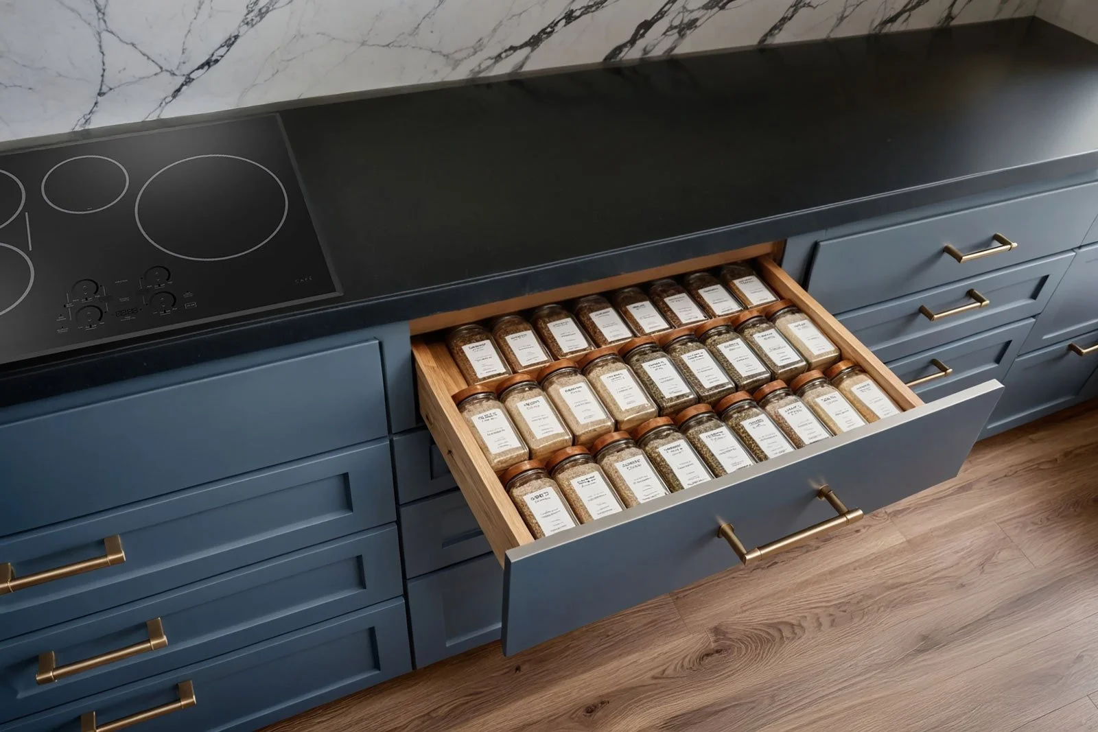 Easy to access spice drawer