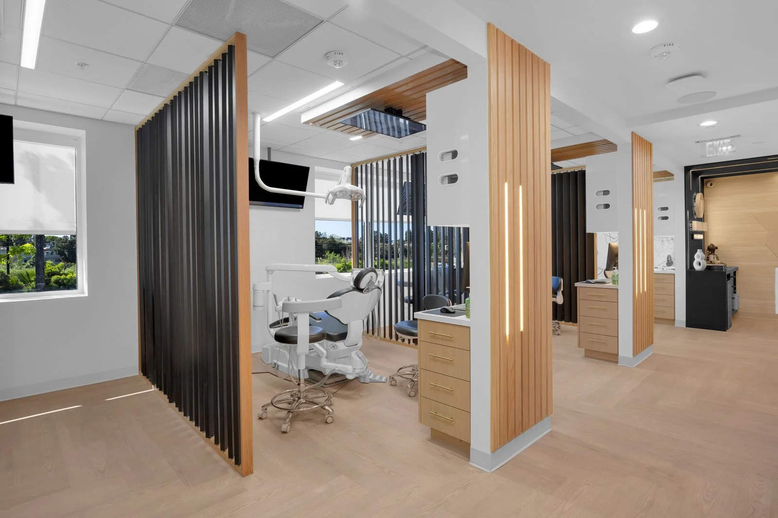 Treatment rooms labeled with LED lighting