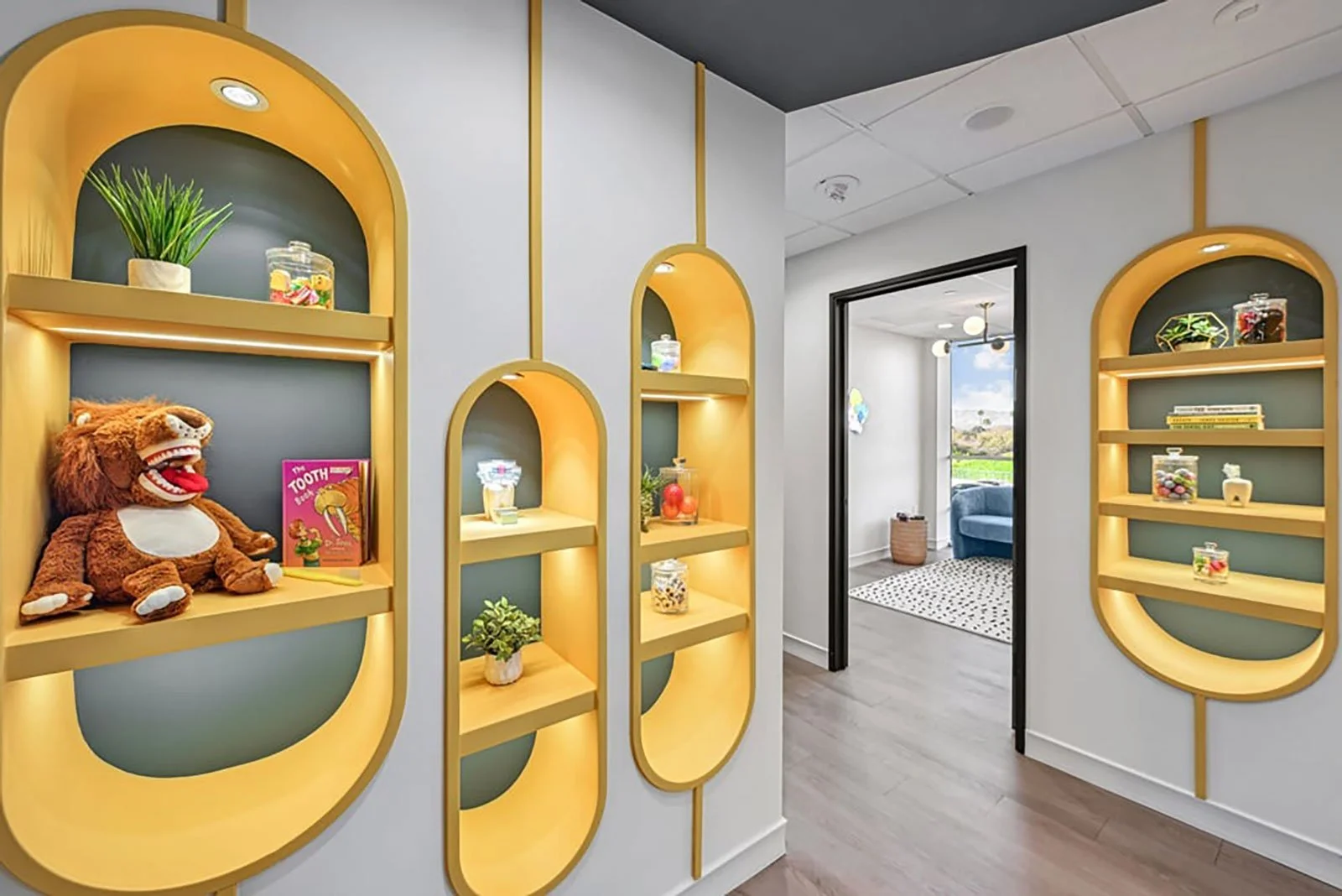 Prize and education zones for pediatric dental office