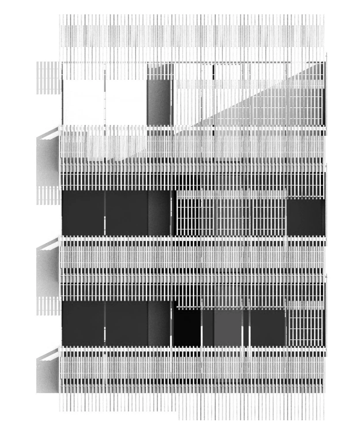 Ashmore Competition 2011 I  Facade Study  Interlocking, adjustable slatted hardwood balustrades and sunscreens I