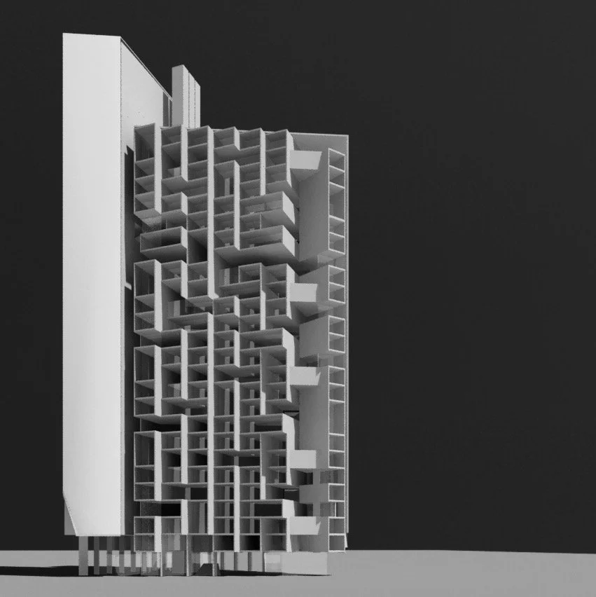 Bushells Factory Redevelopment Competition AJC Architects 2015 I Triangular residential tower study model