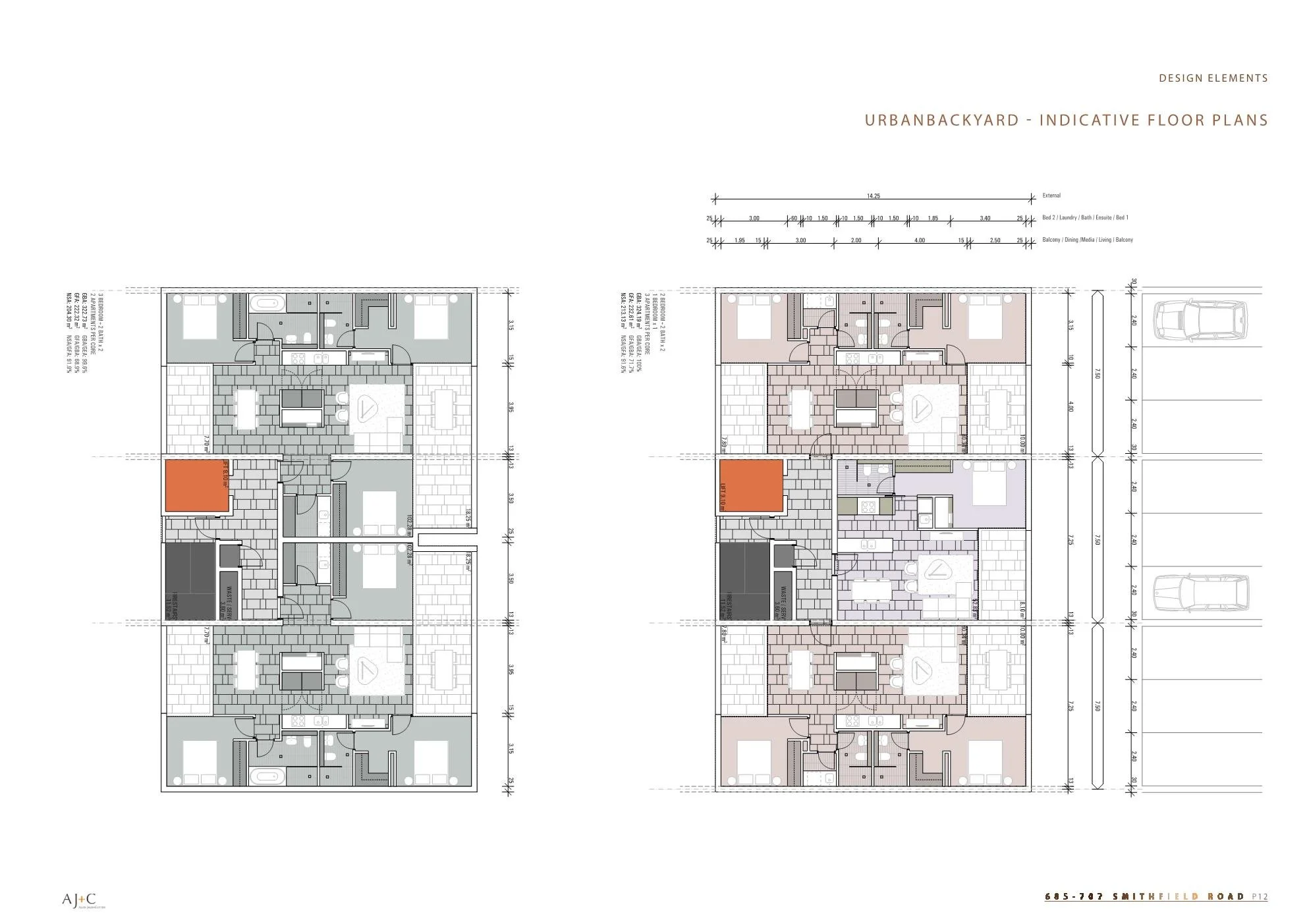 UrbanBACKYARD - Mid Rise Housing Research Project - Edensor Park Feasibility 2022 I Concept apartment modular plans I AJC Architects 