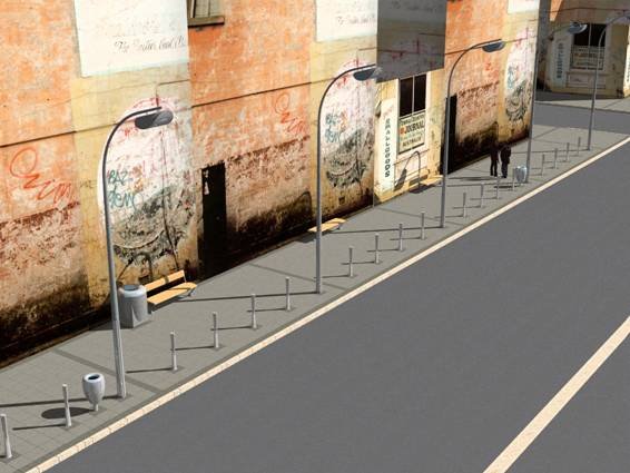 Paddington Street Furniture I G+V Architects  and Terragram I 1998 I Cast metal street benches, bollards, lighting and waste bins