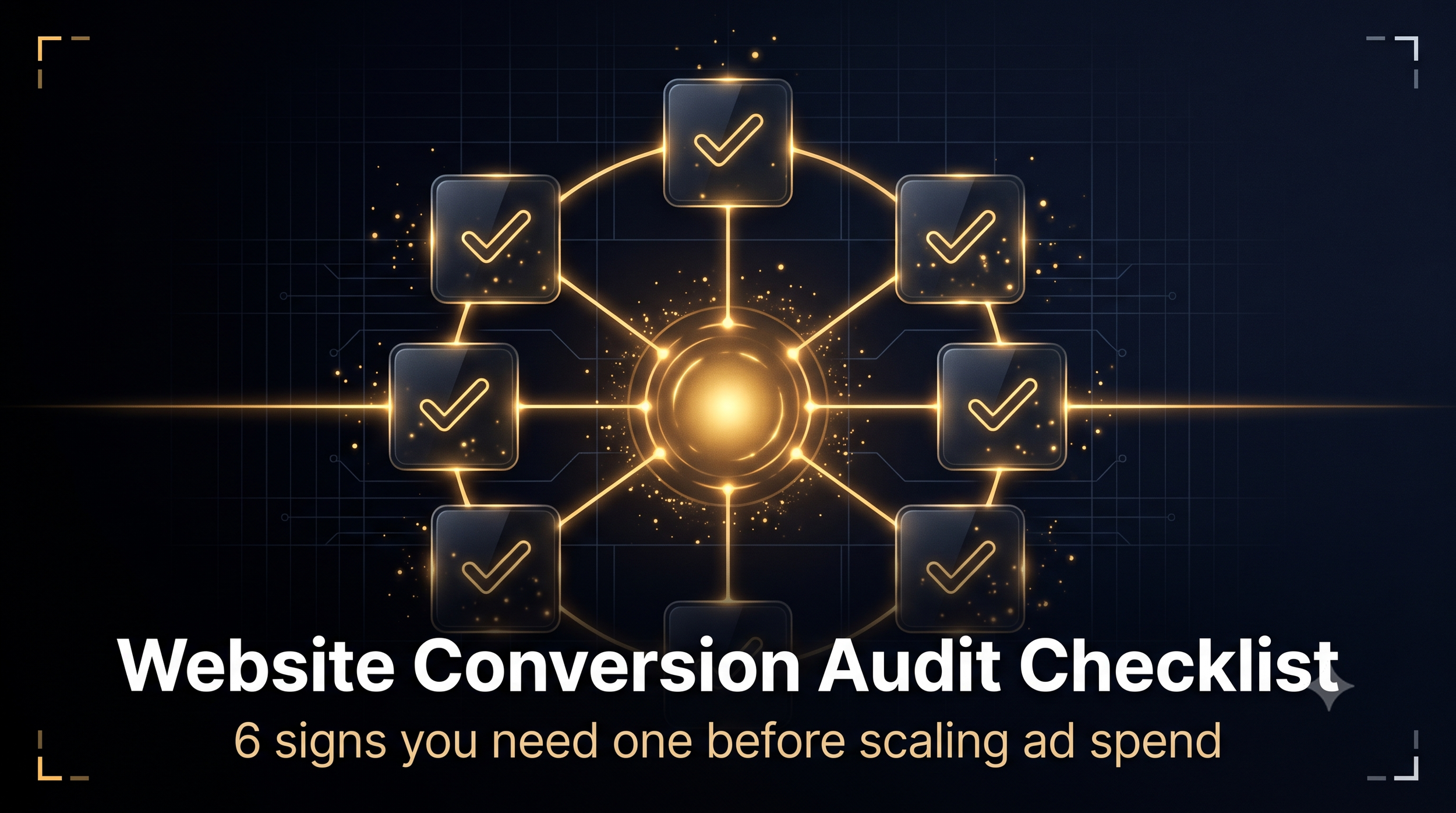 Six-point website conversion audit checklist highlighting funnel leaks before scaling ad spend