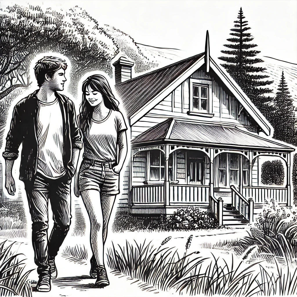 Picture of two young people walking away from a house that they own after a pre-relationship agreement