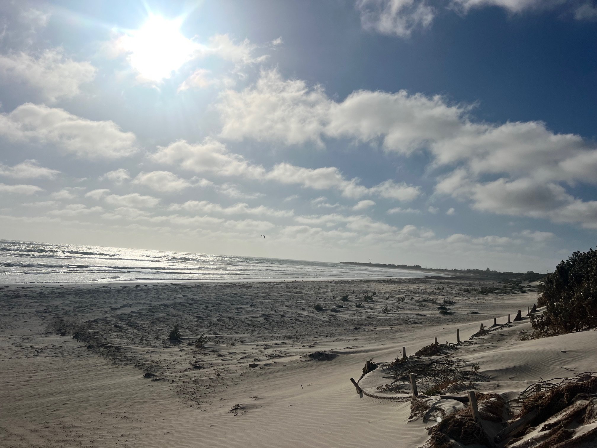 The shores constantly change from the wind, creating creeping dunes.