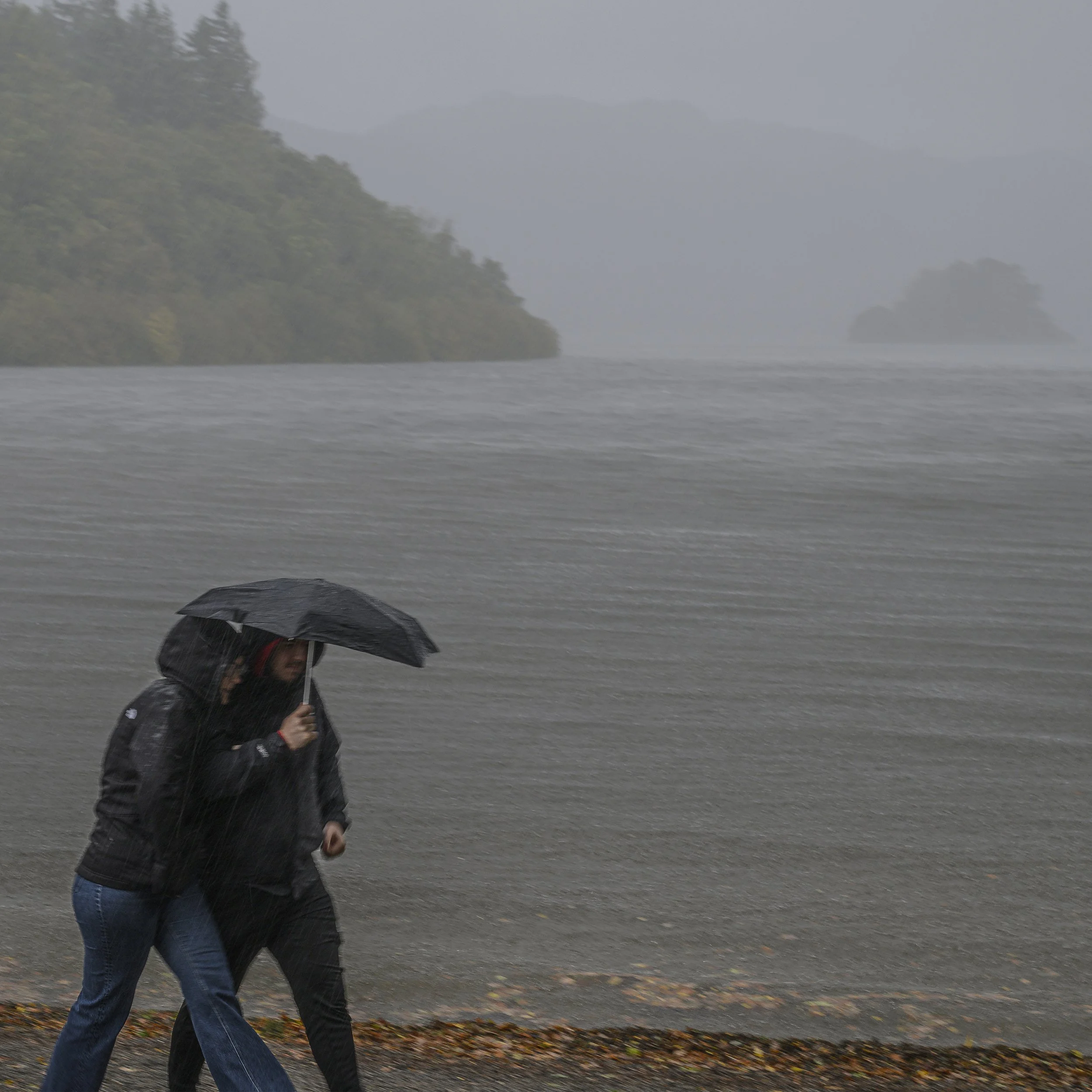 Derwent Water; Storm Amy, rain