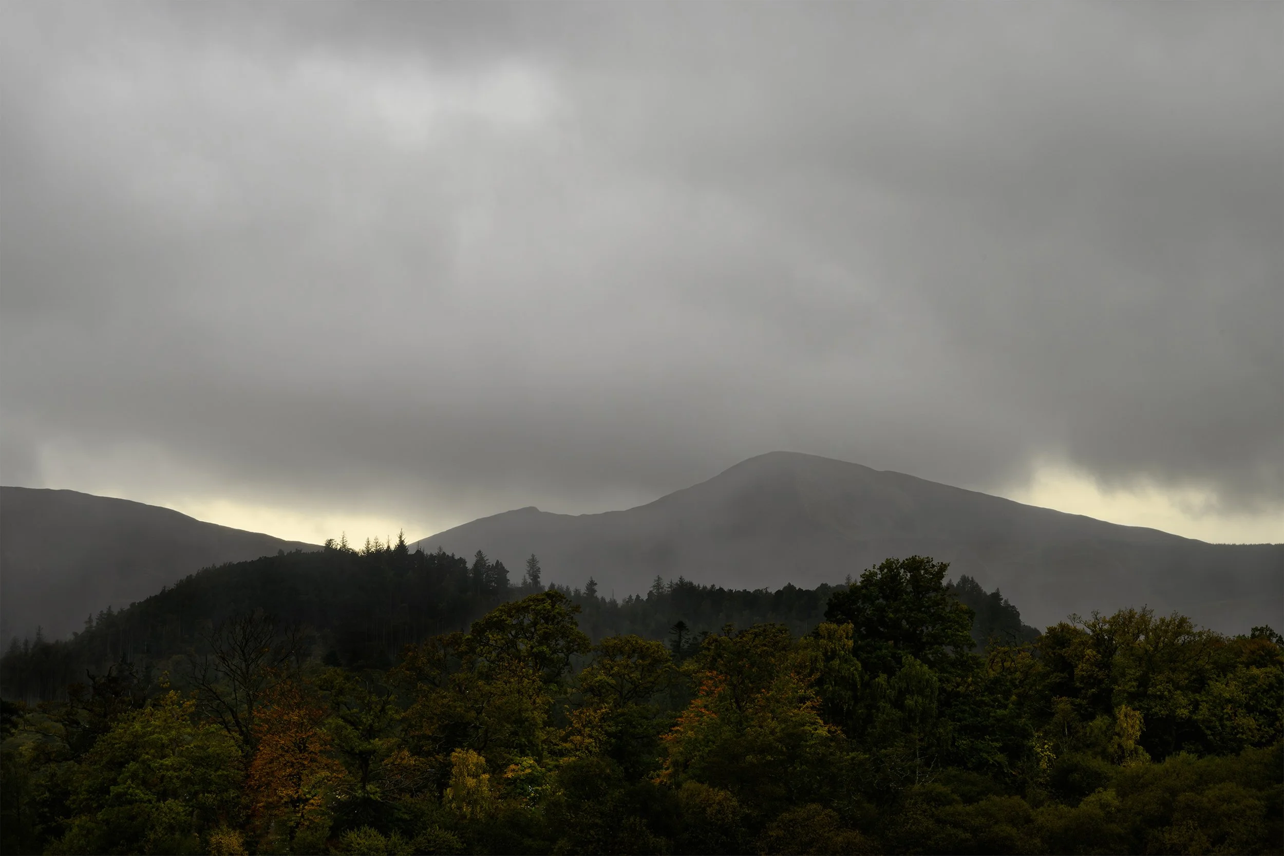 Lake District from Derwent Water; Stormy skies; Autumn 