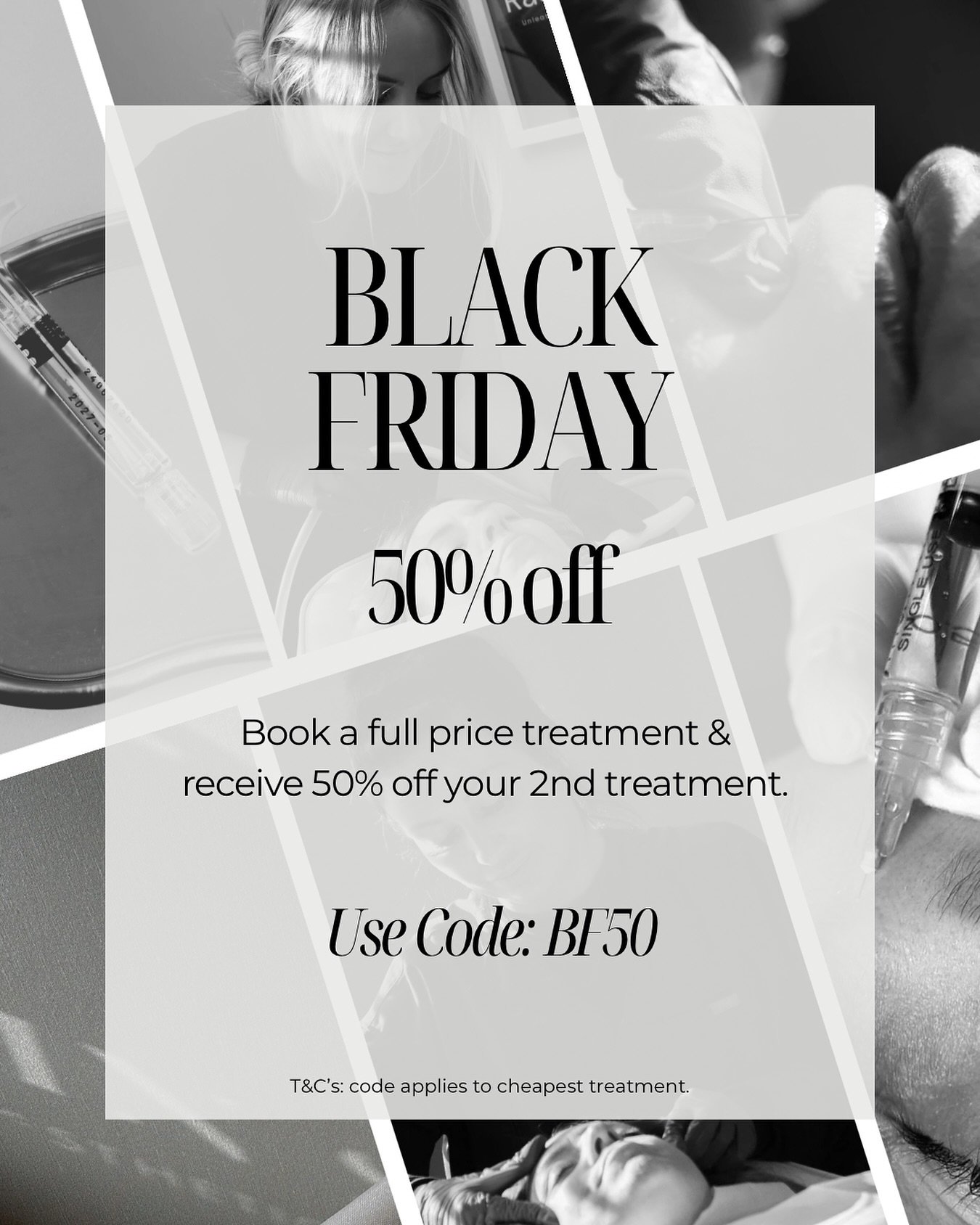 Black Friday has LANDED 🖤

Can you believe it&rsquo;s November already? It only means one thing&hellip; SS BLACK FRIDAY MONTH ✨

Book a full price treatment &amp; receive 50% off 
your 2nd treatment. 💉

How To Book:

1. Book a full price treatment
