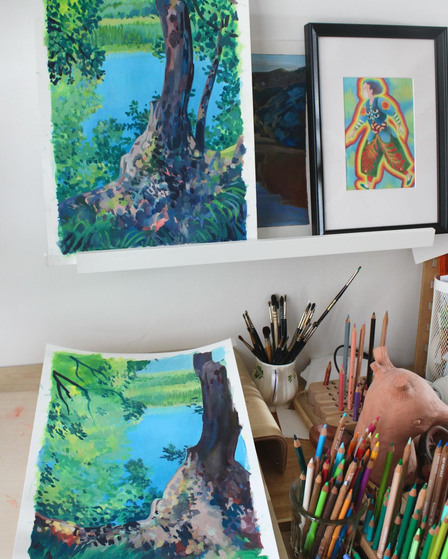 Mon bonheur c&rsquo;est de peindre&hellip;
Je continue mes balades picturales sur le th&egrave;me du Paysage et plus particuli&egrave;rement sur cette s&eacute;rie consacr&eacute;e au Reflet.
Ici une &eacute;tape du travail en cours.

&Agrave; l&rsqu