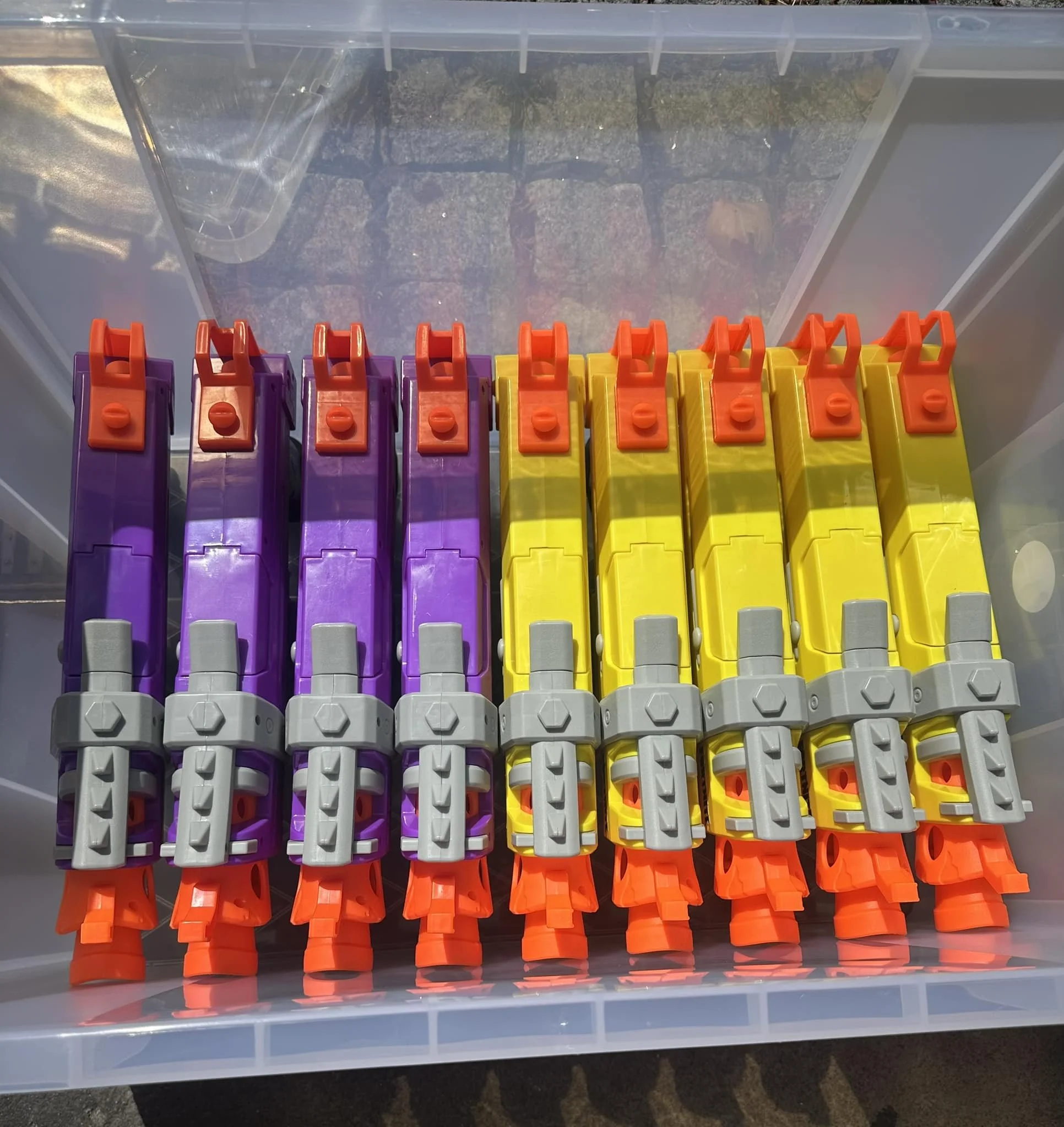 Selection of NERF blasters ready for a party.