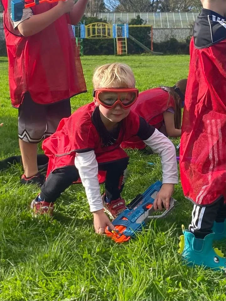 Kids enjoying a Battle Planet NERF party in Guernsey.