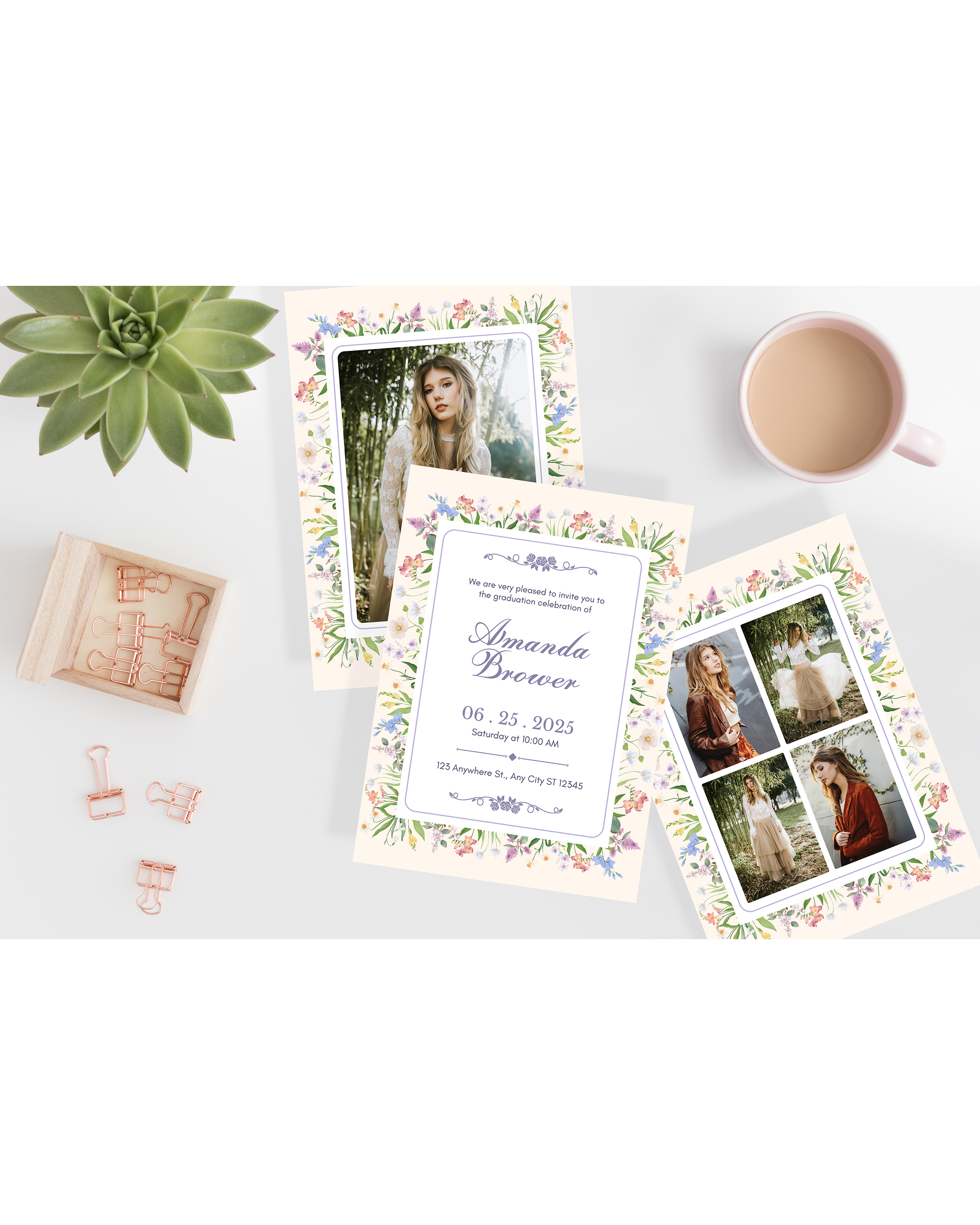 I'm Wildflower About You Grad Card Template