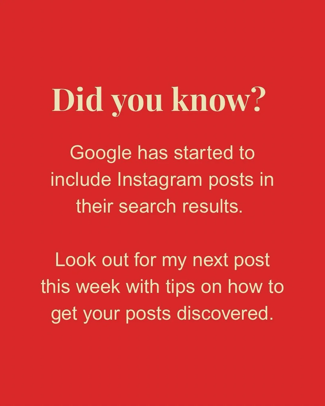 Have you noticed that Google is now indexing Instagram posts? 

Keep an eye out for my next post this week, where I&rsquo;ll be sharing tips on how to get your posts discovered later this week.

#socialmediaupdates2025 #instagramupdates2025 #searchen