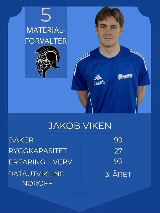 🛠️ Her har vi Jakob Viken, v&aring;r materialforvalter! Uansett om det er &aring; finne fotballer eller fikse noe, har Jakob alltid en l&oslash;sning.