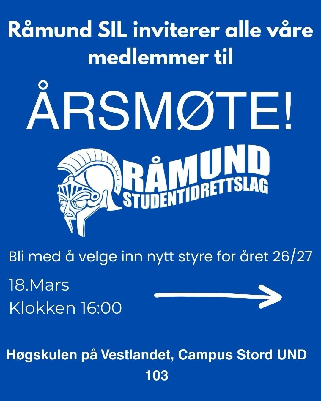 Vi &oslash;nsker alle v&aring;re medlemmer velkommen, og gleder oss til &aring; se hvem det nye styret blir. Vi h&aring;per engasjerte medlemmer vil stille til valg og bidra p&aring; laget!💙🌟