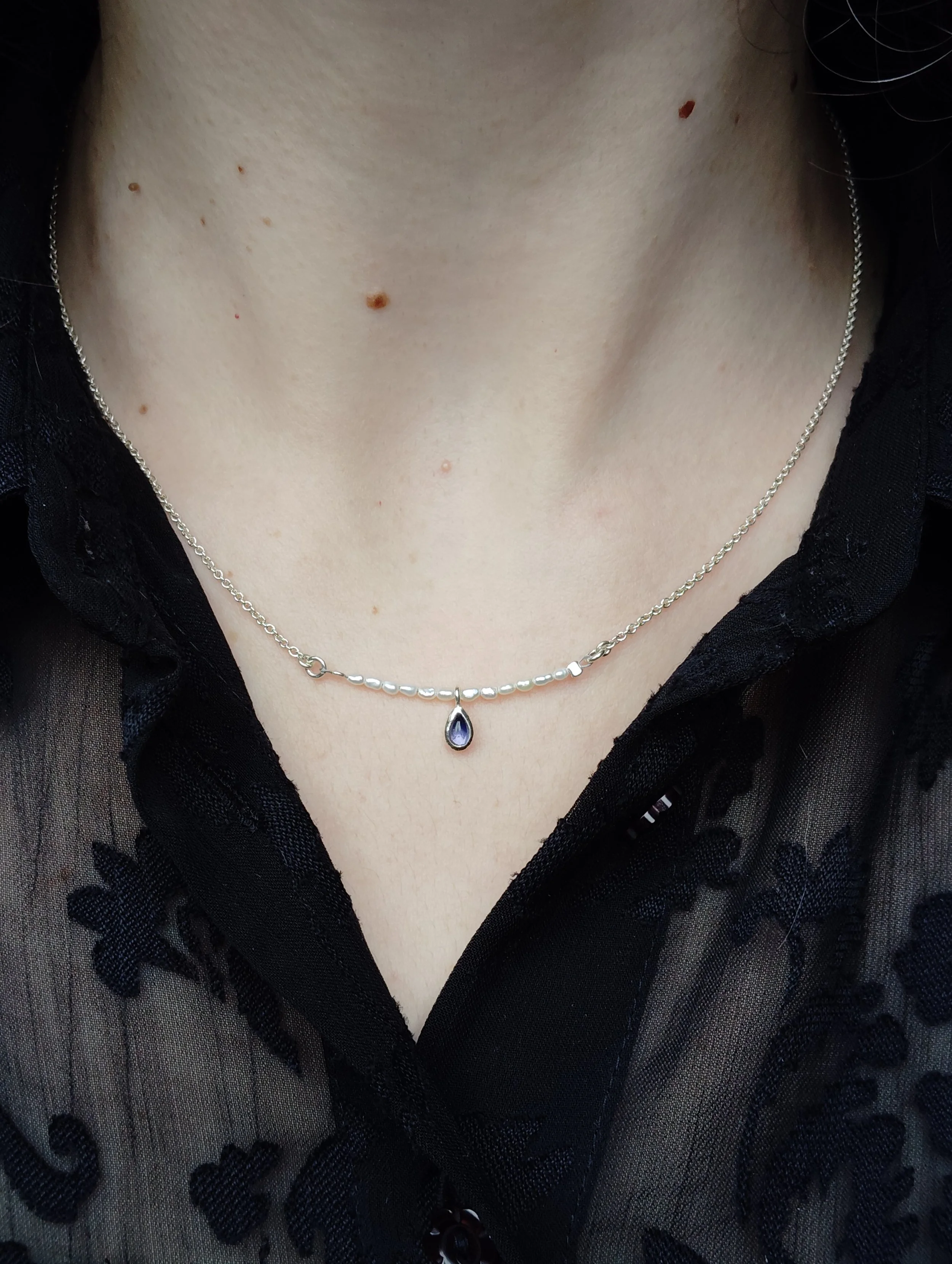 Iolite Pearl Whisper necklace