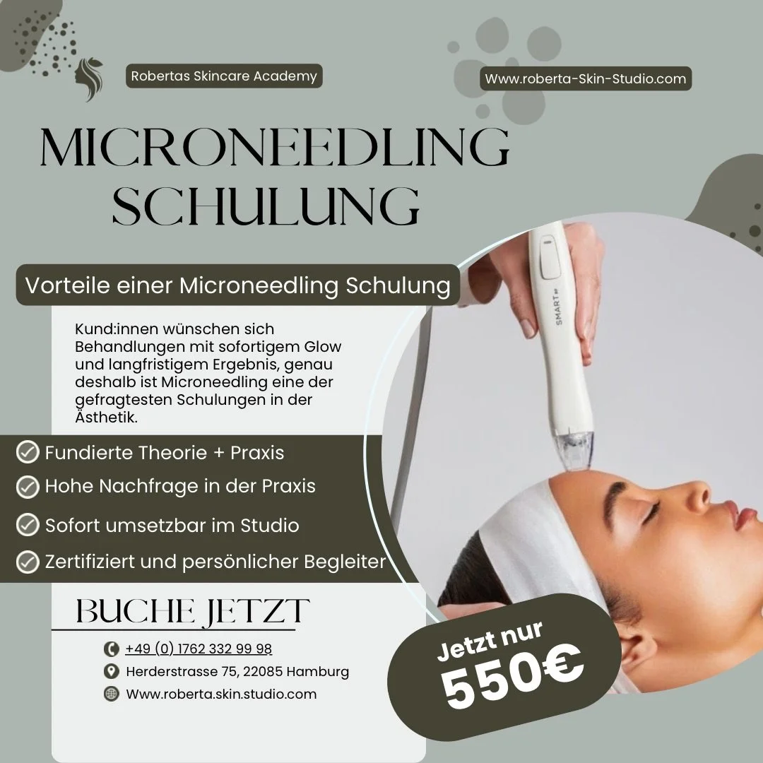 Kund:innen w&uuml;nschen sich Behandlungen mit sofortigem Glow und langfristigem Ergebnis &ndash; genau deshalb ist Microneedling eine der gefragtesten Behandlungen in der &Auml;sthetik.

In meiner 1:1 Schulung lernst du nicht nur die Technik, sonder