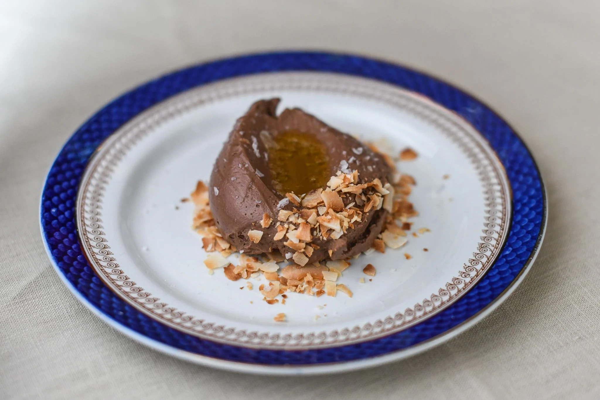 Chocolate ganache, toasted almonds, olive oil, sea salt