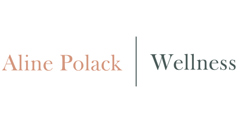 Text logo with the words 'Aline Polack' and 'Wellness' separated by a vertical line.