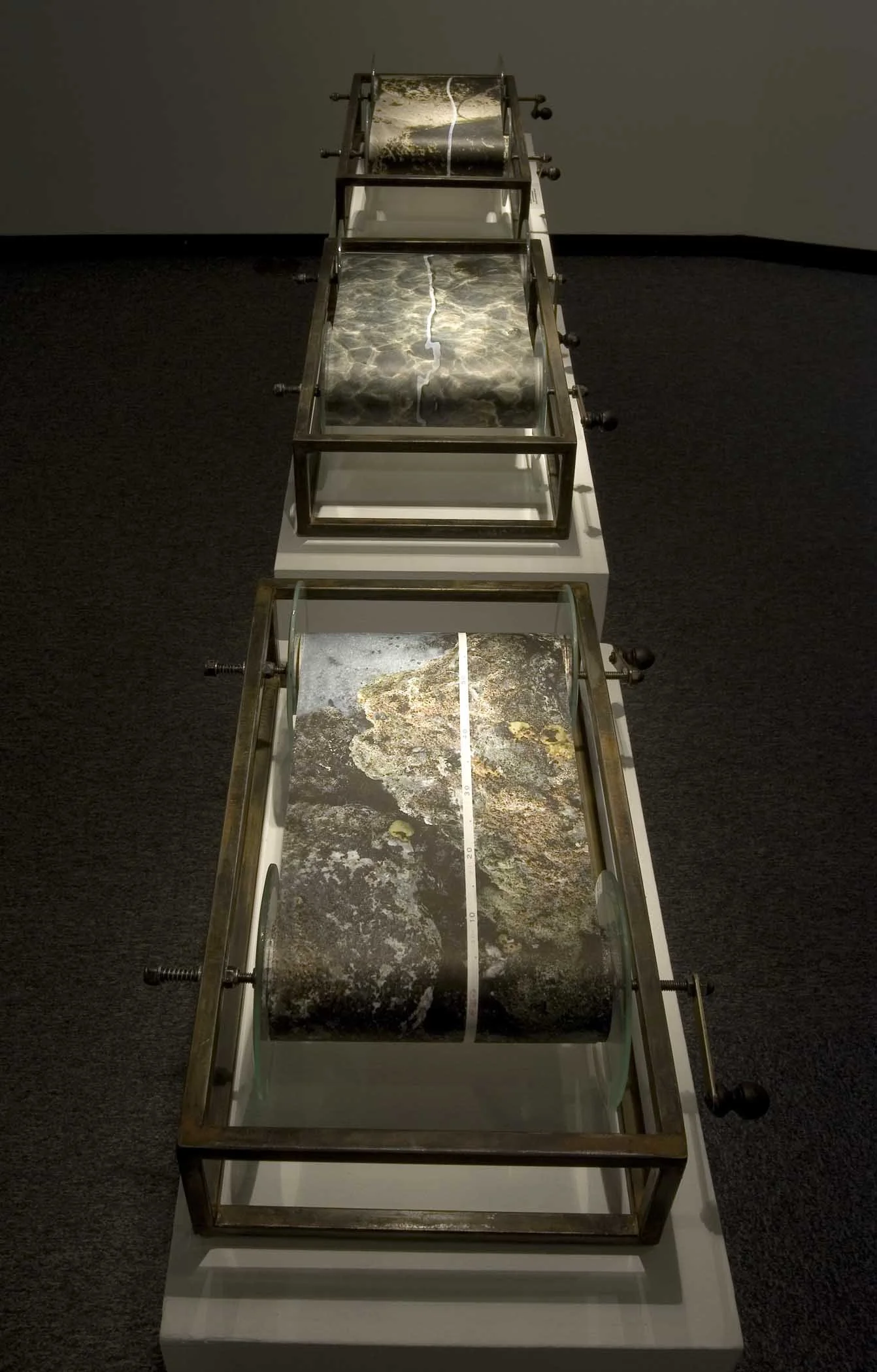 2 Green, Intertidal Transect, 2011, Meter Machines: 10%22x18%22x4%22, scroll is 7%22 wide.jpg