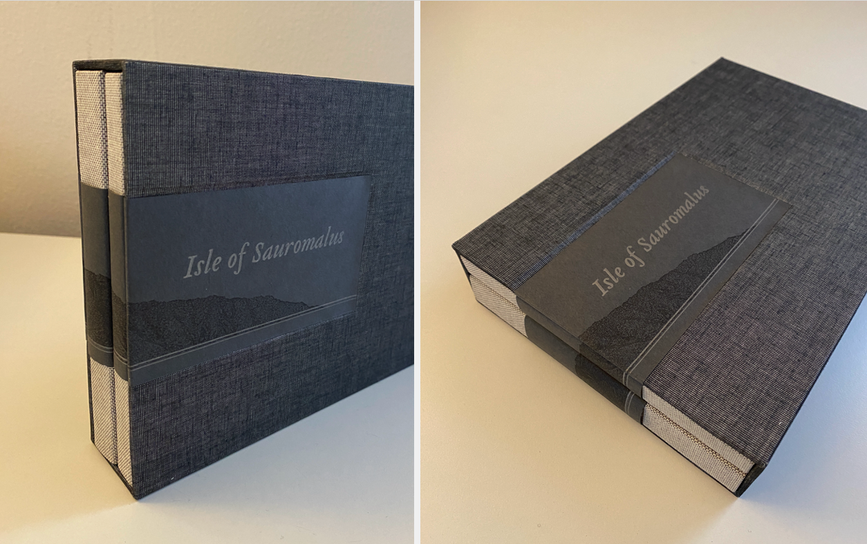 5 Green, Isle of Sauromalus, artist books closed 6 x 9%22, open 6 x 18%22.png