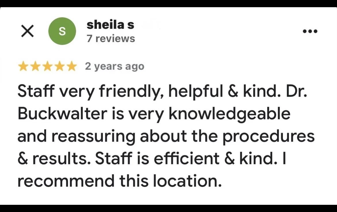 Five-star patient review, describing positive experience with the doctor's care and professionalism in the treatment of varicose veins.