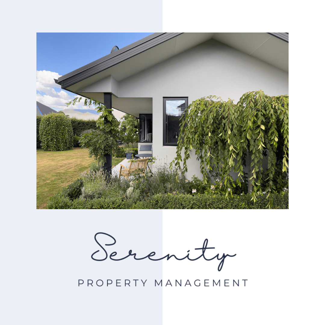 A modern house with a white exterior, black window frames, a small front porch, surrounded by greenery and a well-maintained lawn.