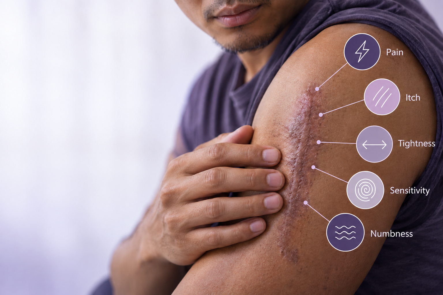 What symptoms can scars have