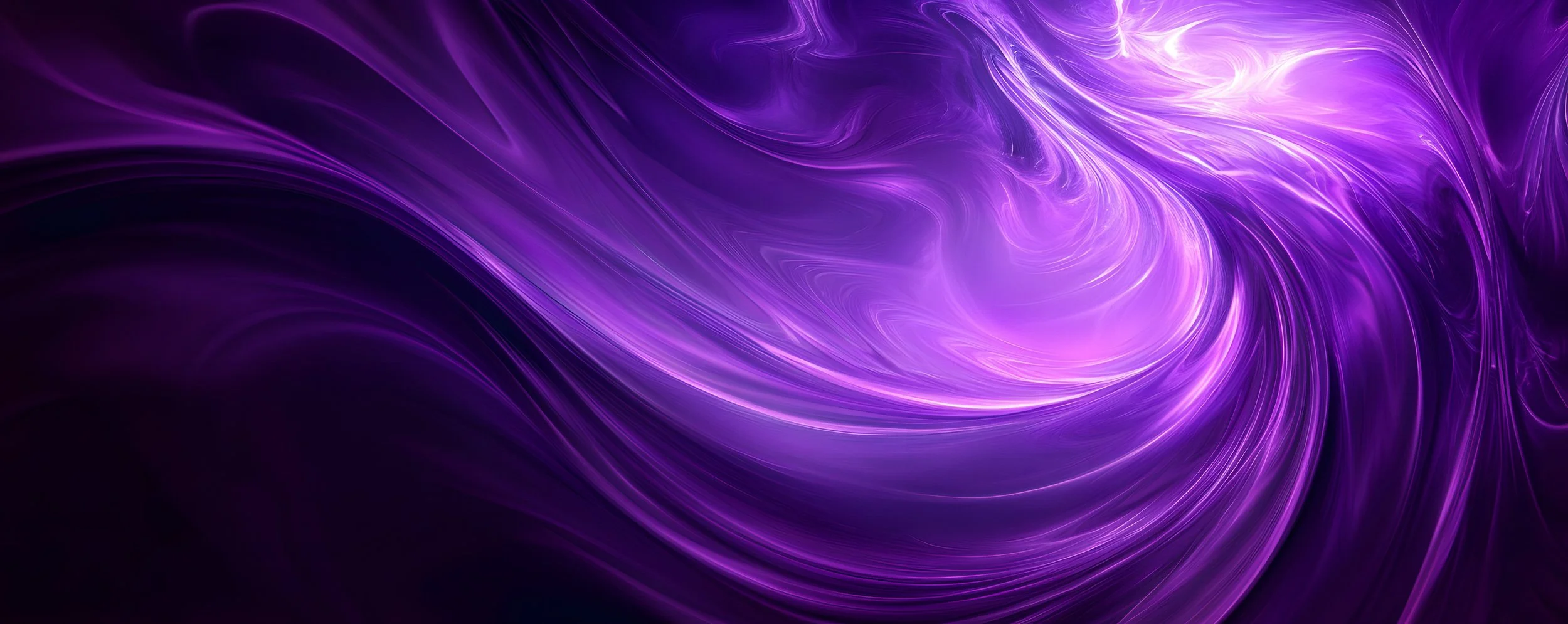 Swirling purple and violet abstract light pattern with glowing streaks and a vortex at the center.