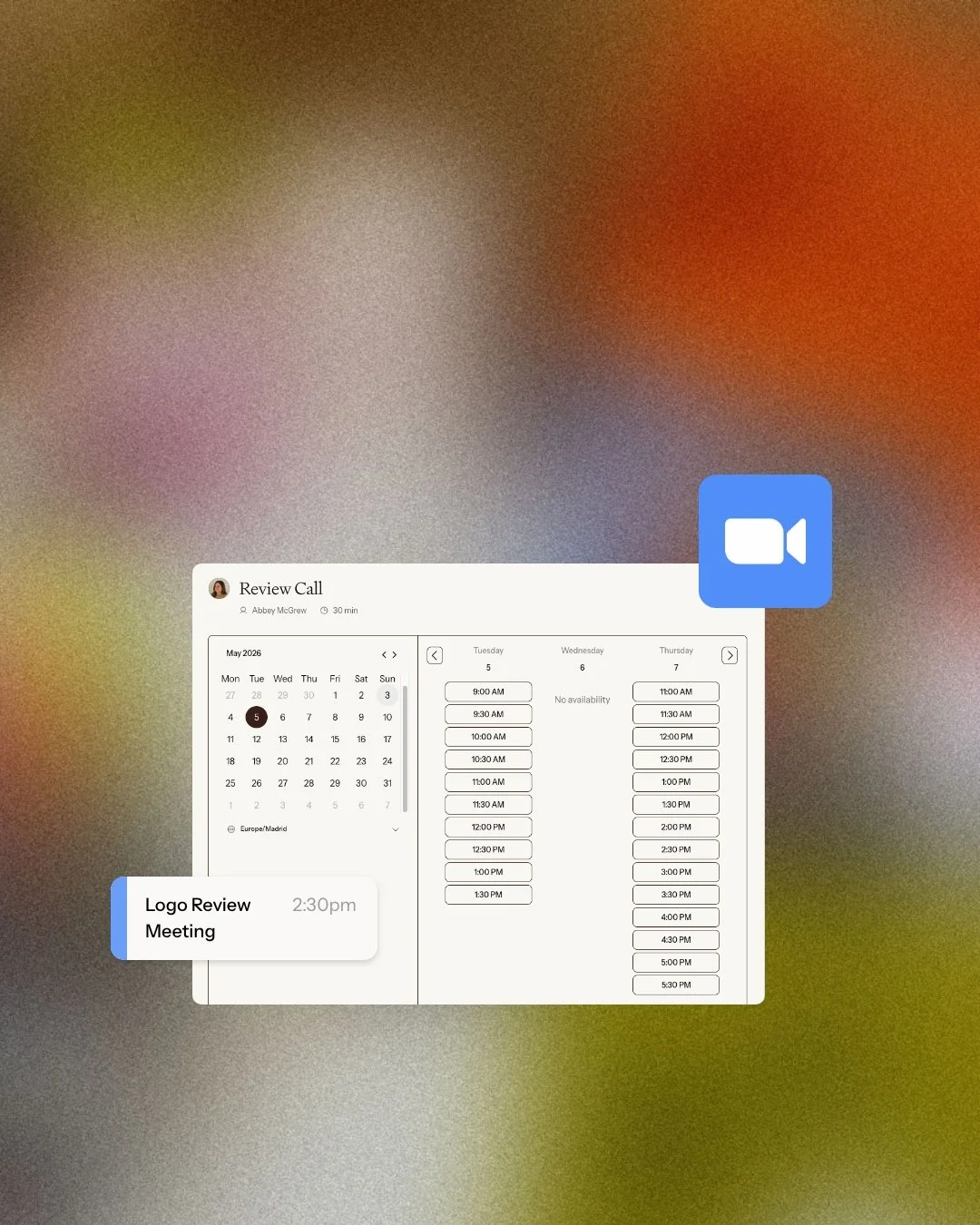 Schedule meetings in Tezzera and sync with Zoom or Google Meet