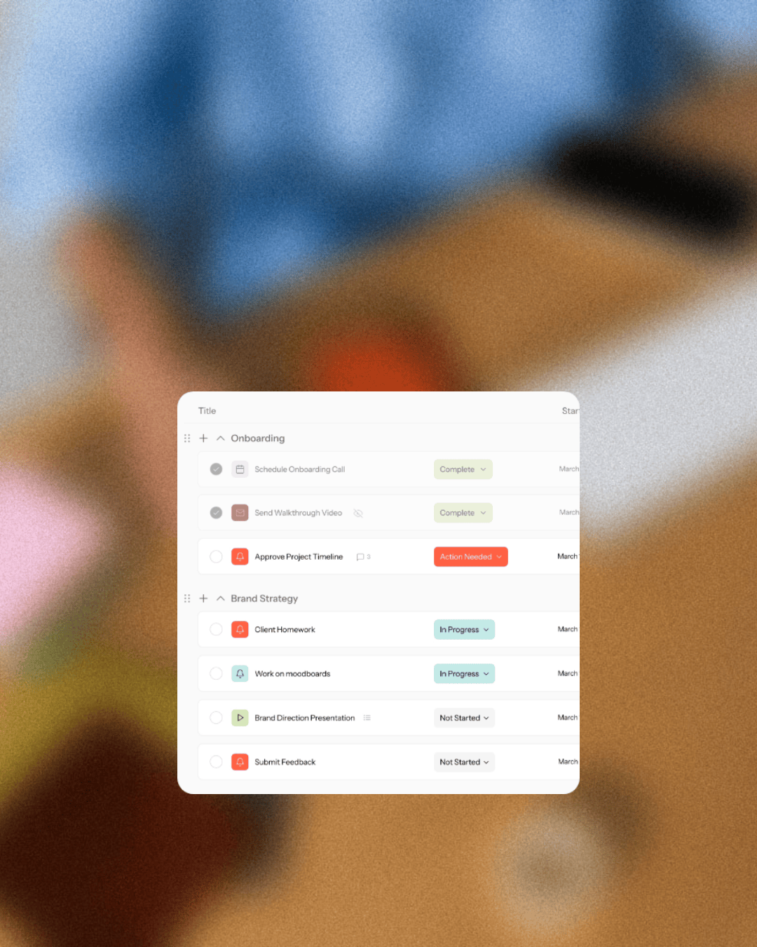 Organize your project tasks inside Tezzera with list, board or calendar view.
