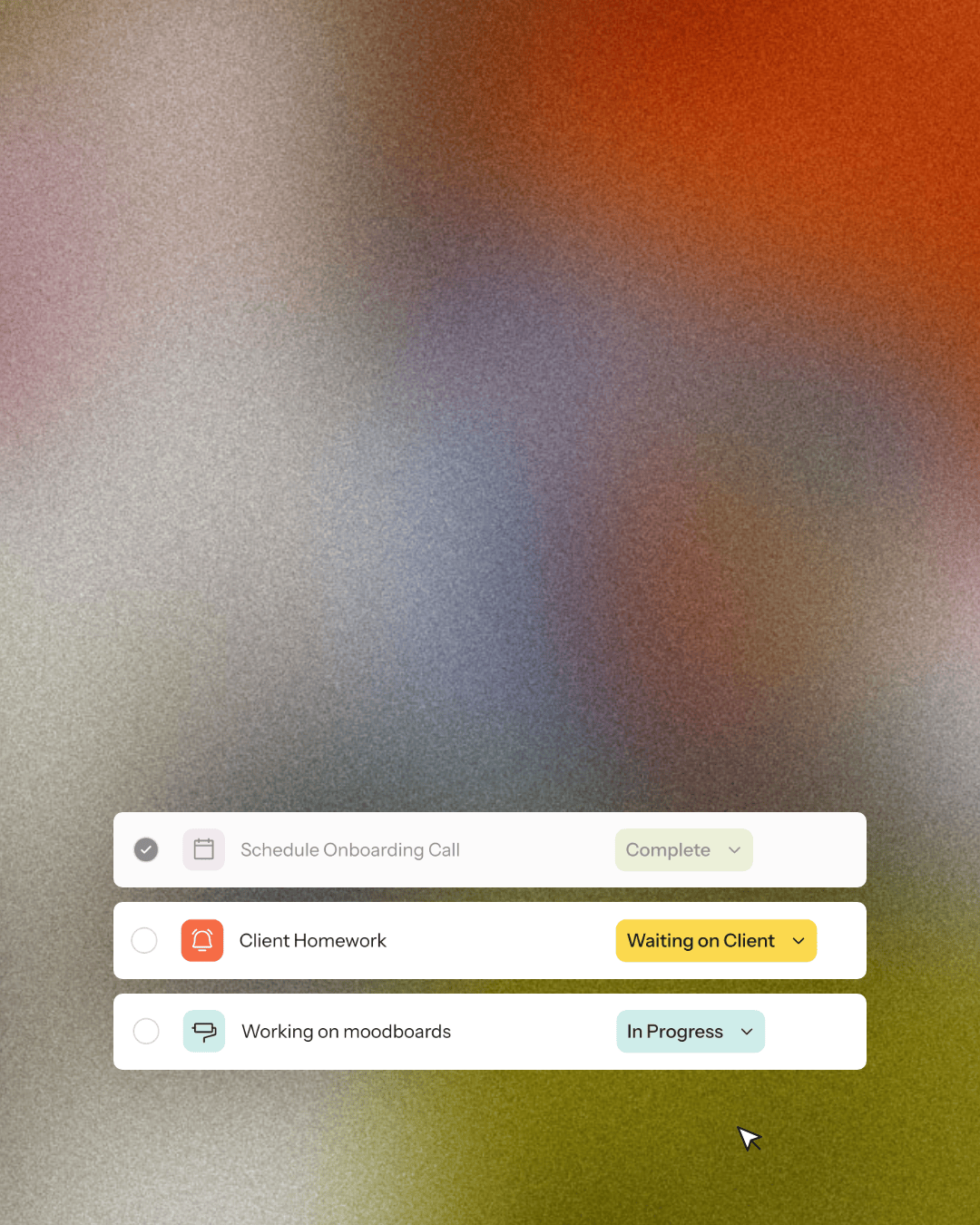 Color code your tasks with customizable icons and status colors.
