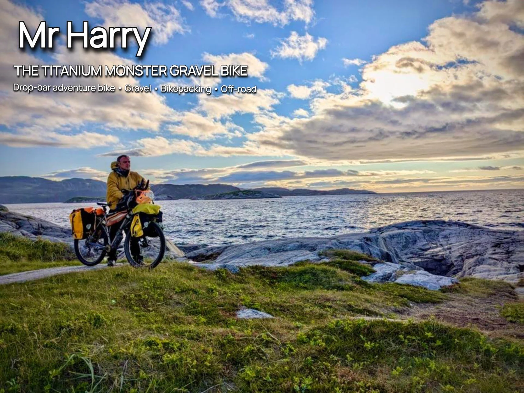 Dave Alderson with the Smokestone Mr Harry titanium monster gravel bike in northern Europe