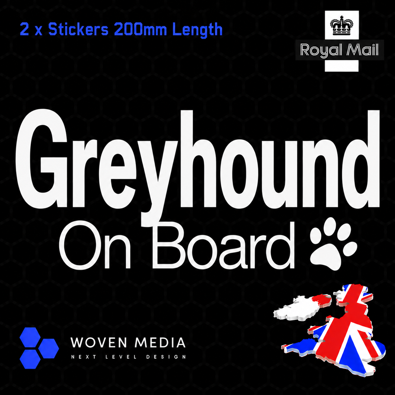 Greyhound On Board Decals & Stickers – Pair | White 200mm Vinyl Car Window Decals