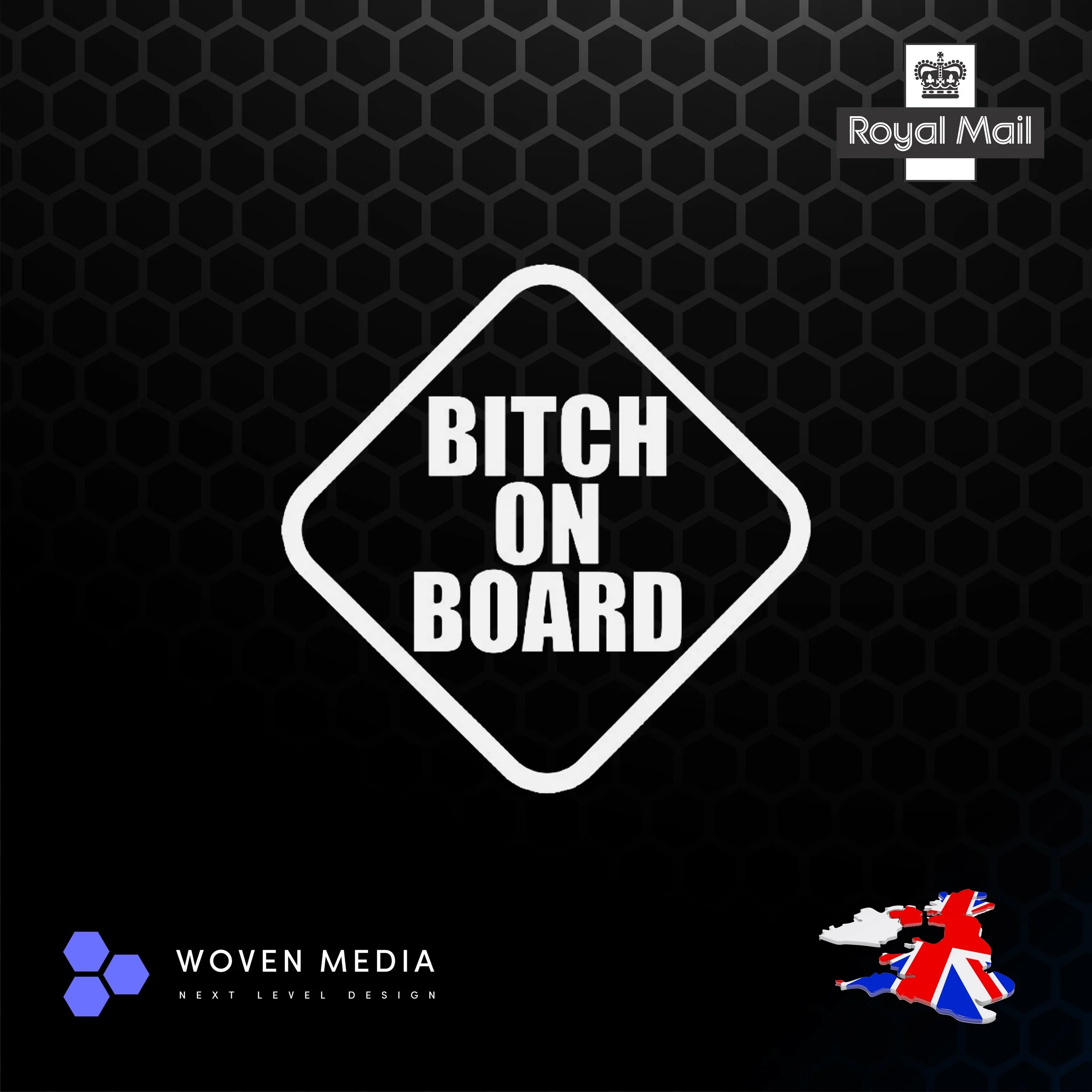 Bitch On Board Sticker | White 150mm Vinyl Decal | Funny Dog Car Sticker