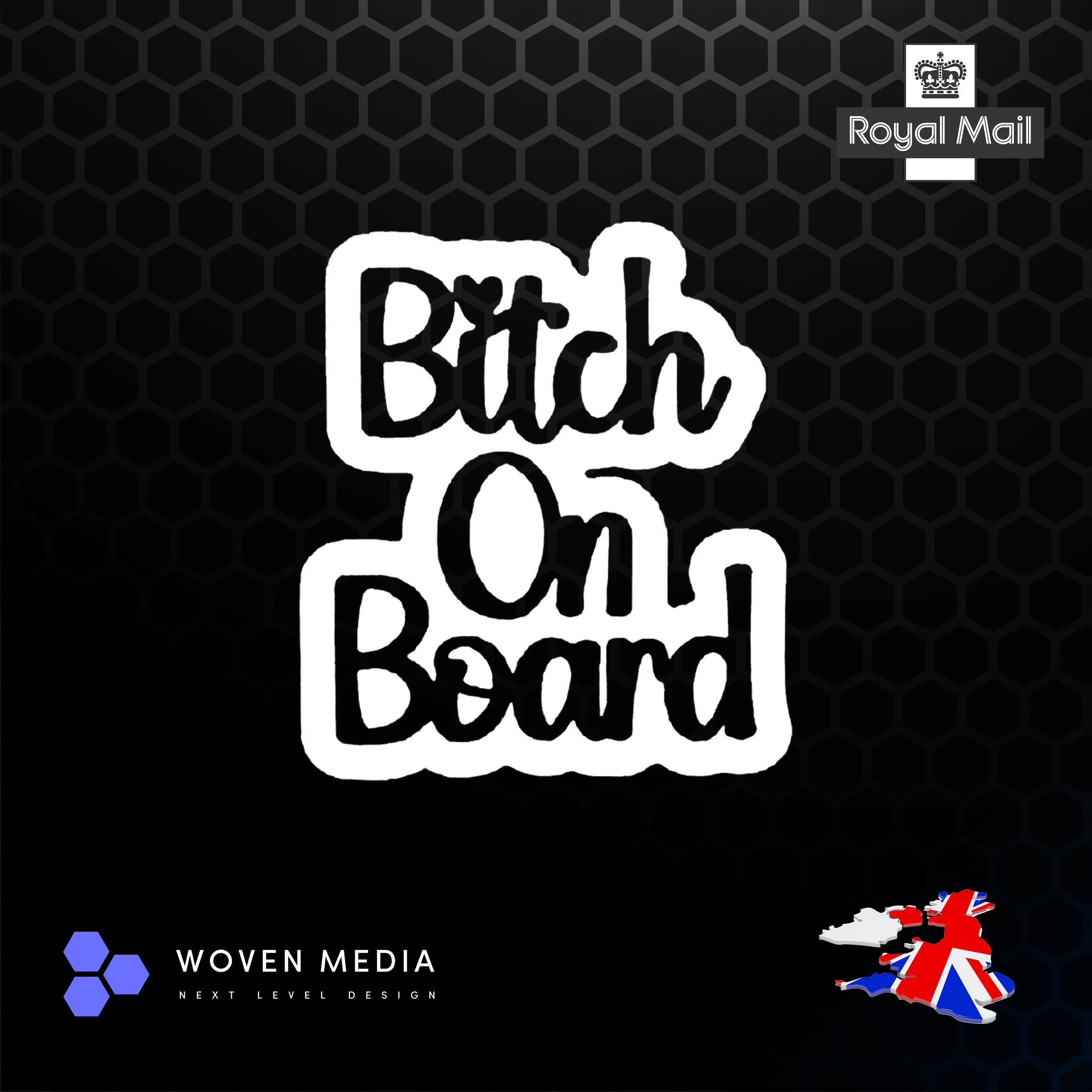 Bitch On Board Sticker | White 200mm Vinyl Decal | Funny Car Window Sticker
