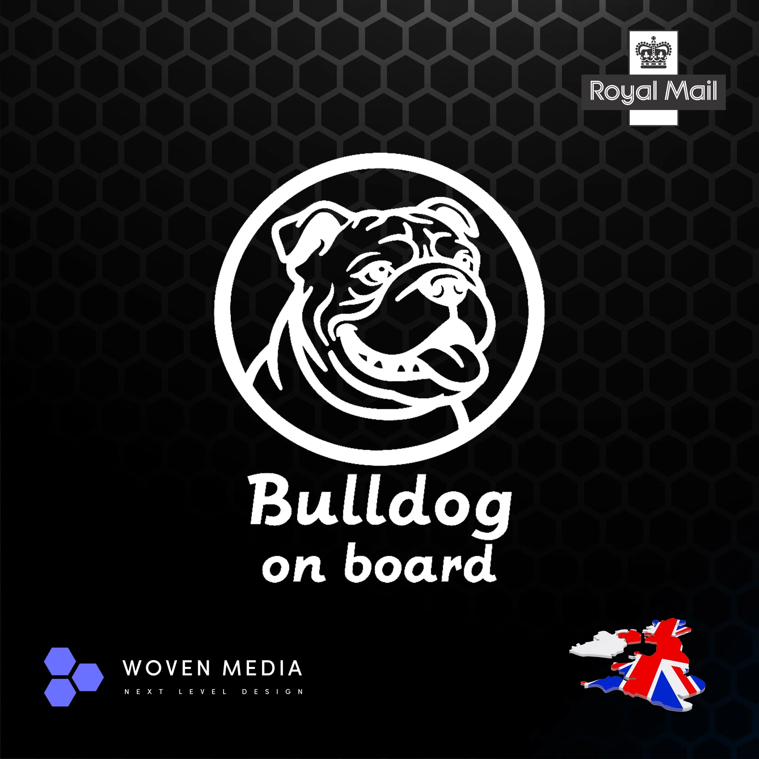 Bulldog On Board Sticker | White 200mm Vinyl Decal | Premium Outdoor Vinyl