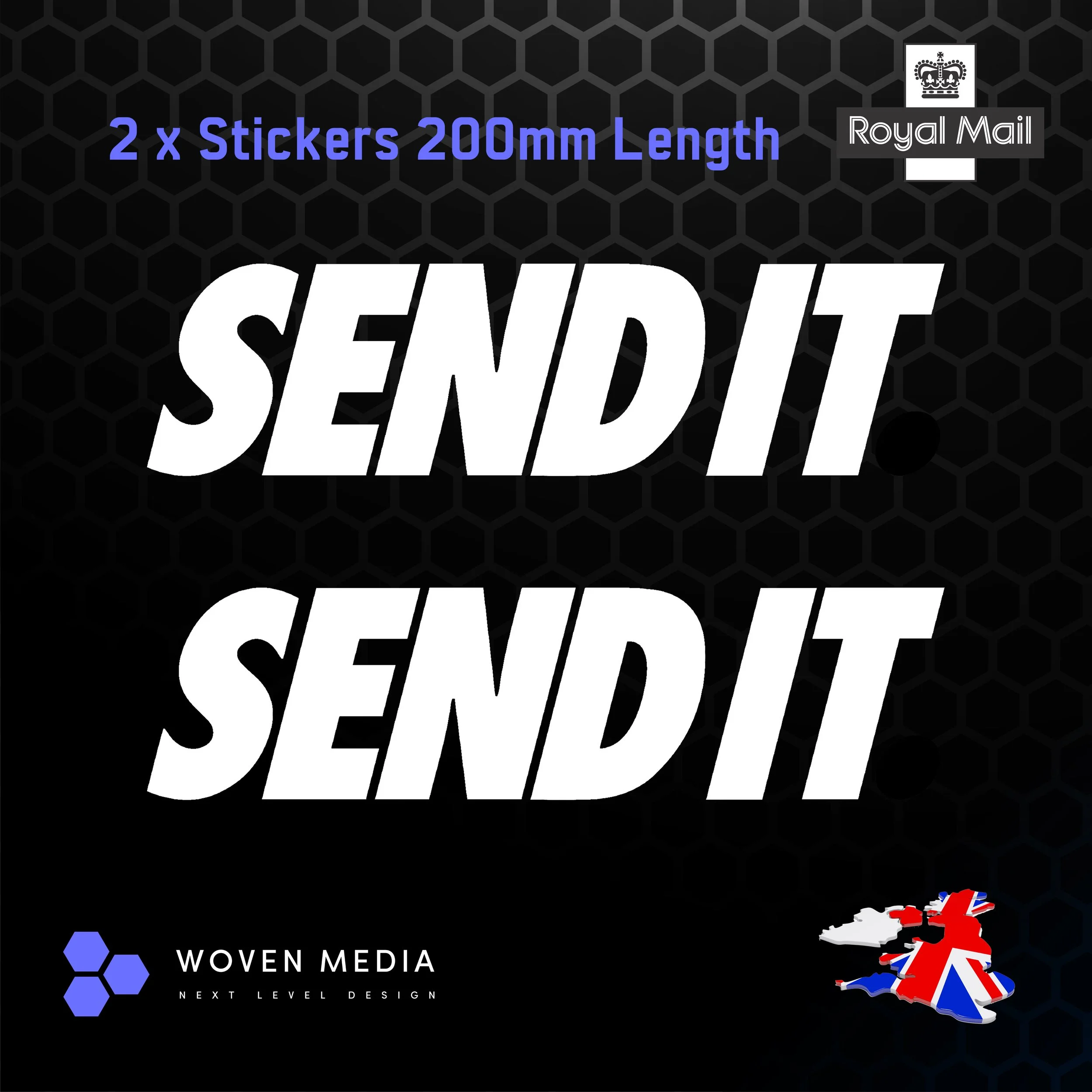 Send It Stickers – Pair | White 200mm Vinyl Decals | Premium Outdoor Vinyl | UK Made