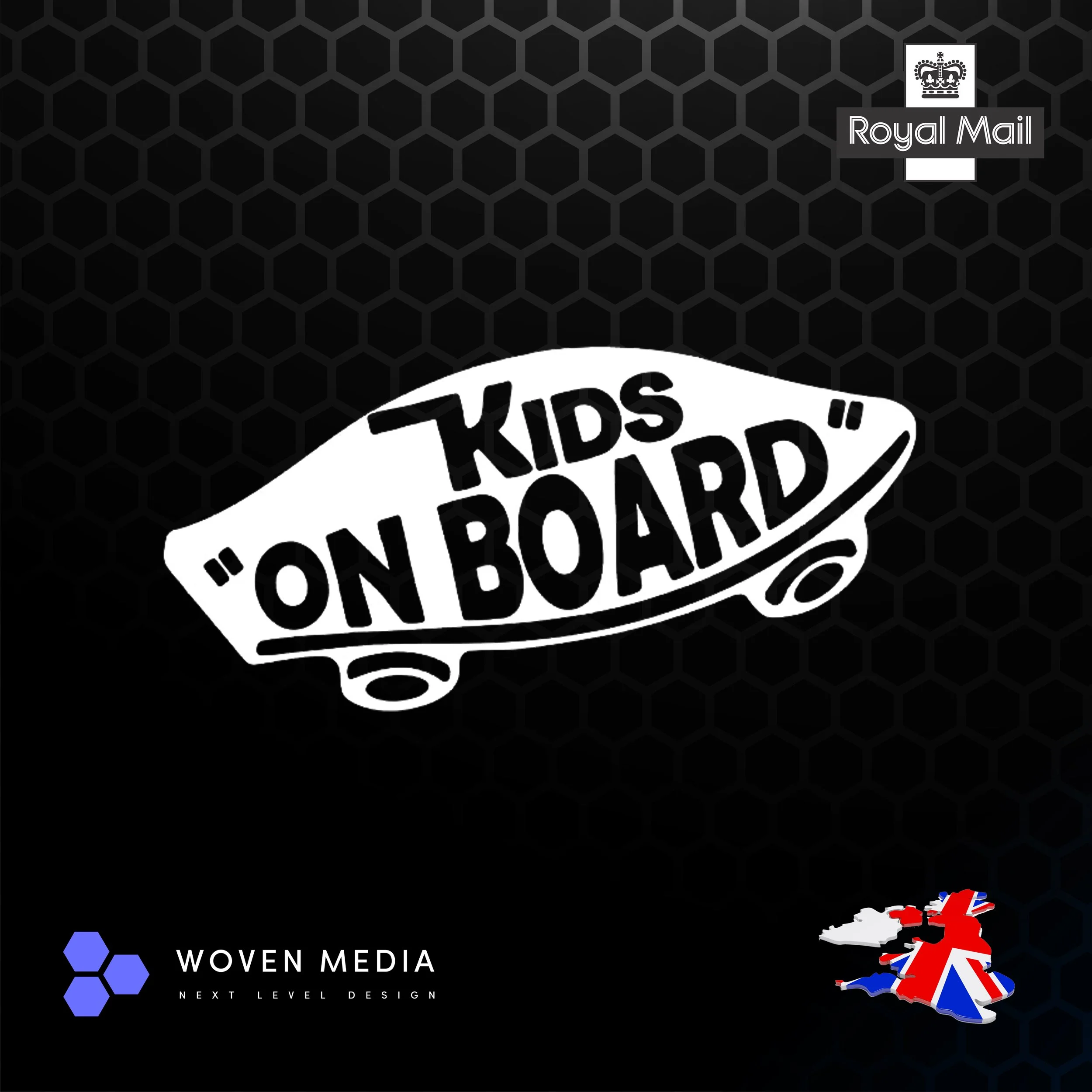 Kids On Board Skateboard Sticker | White 200mm Vinyl Decal | Funny Car Window Sticker
