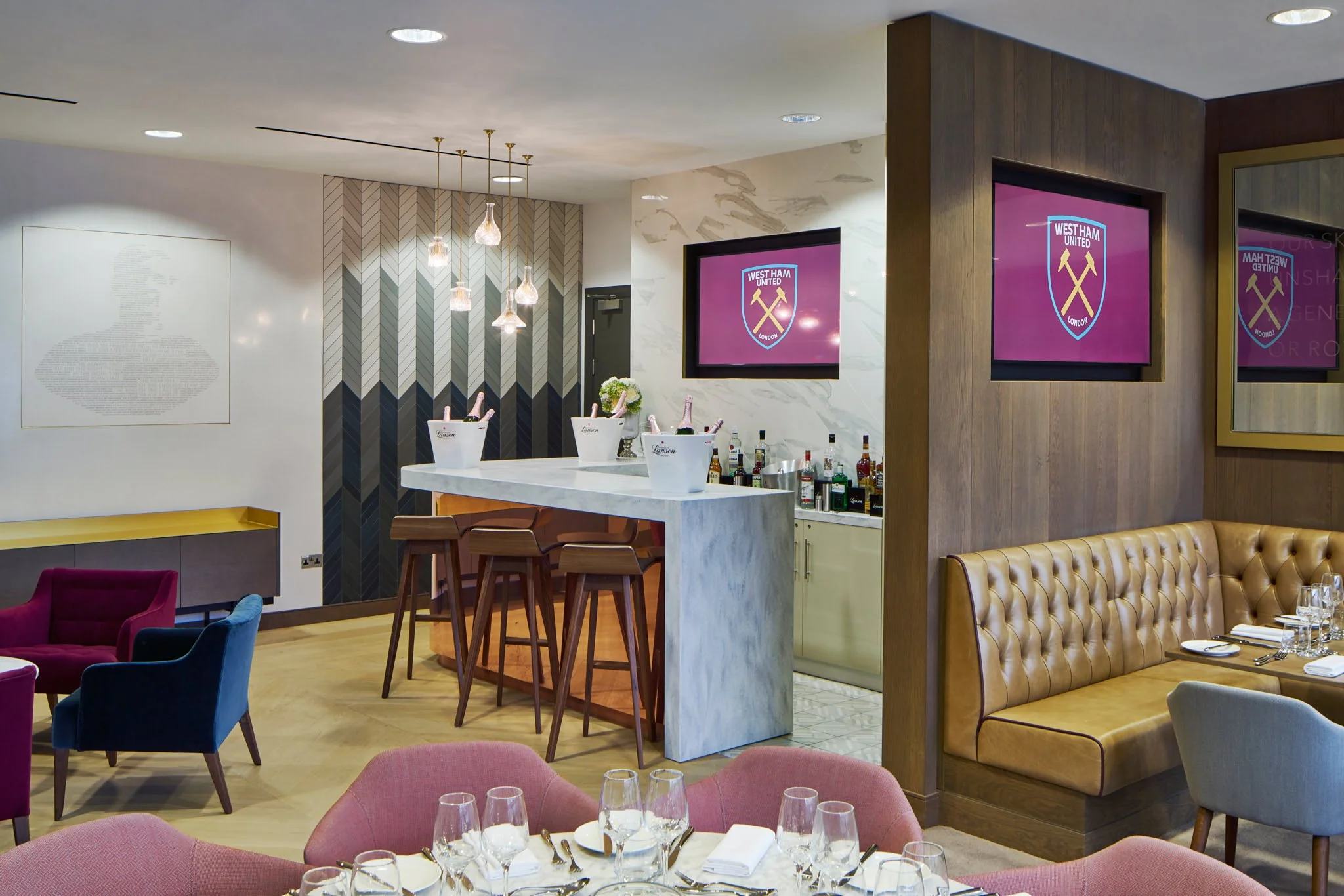 Private Box in West Ham football ground The London Stadium, photography by Premier Stadium Images
