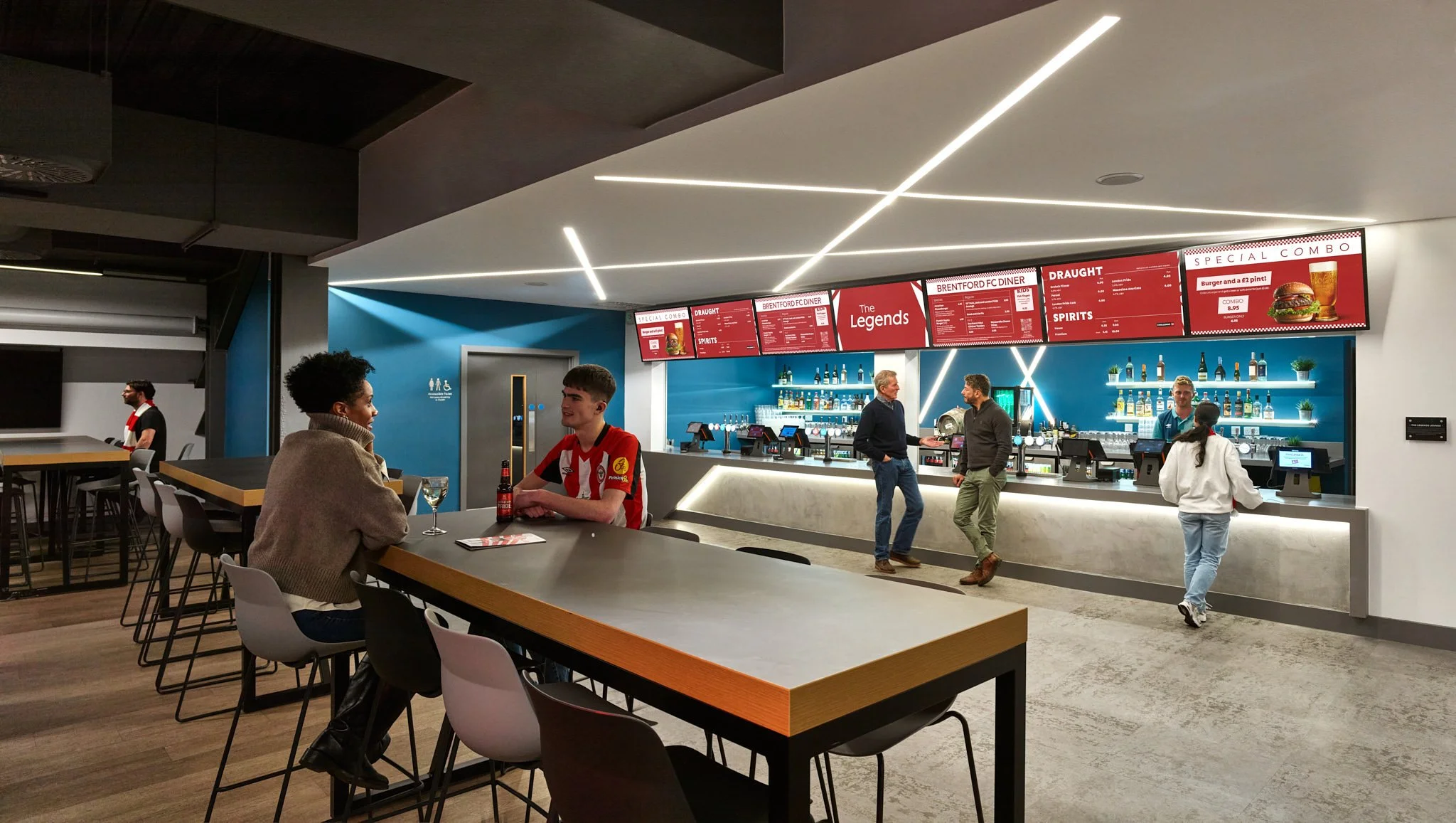 Restaurant Bar at Brentford FC Gtech Community Stadium, photography by Premier Stadium Images