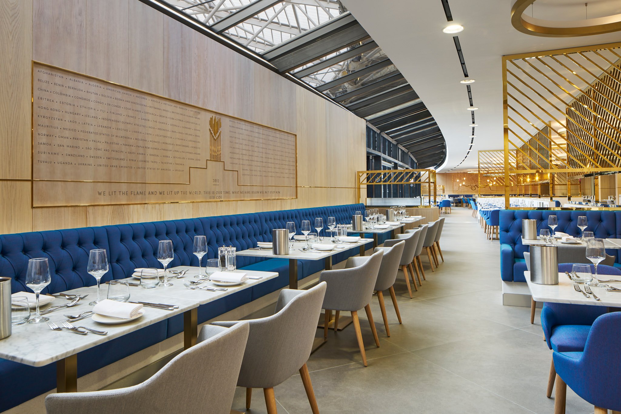 Hospitality Restaurant in West Ham football ground The London Stadium, photography by Premier Stadium Images