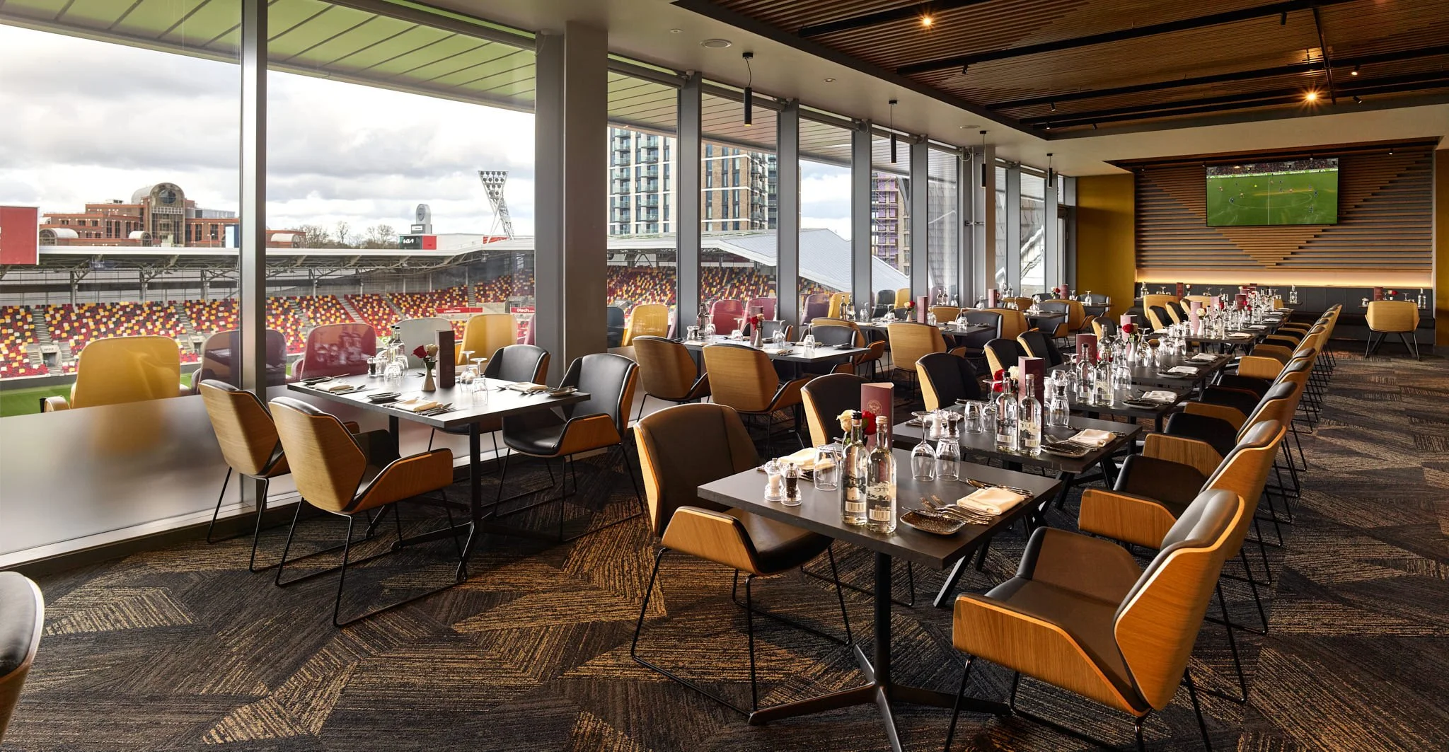VIP Restaurant Bar at Brentford FC Gtech Community Stadium, photography by Premier Stadium Images